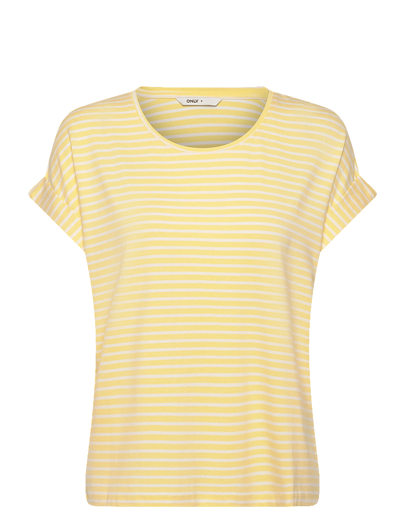 ONLY - ONLMOSTER STRIPE S/S O-NECK TOP JRS NOOS - t-shirts - pale banana - 1