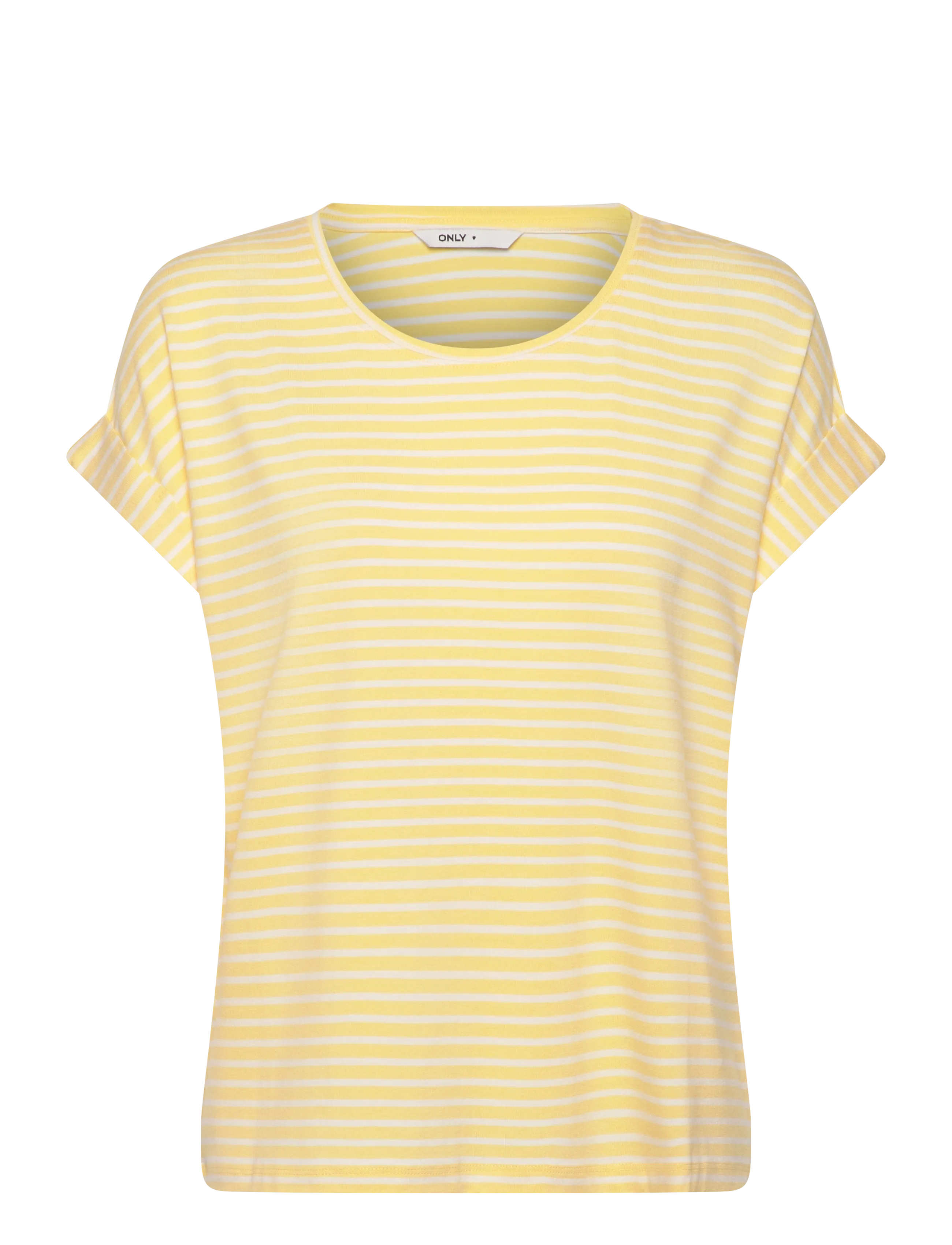 ONLY ONLMOSTER STRIPE S/S O-NECK TOP JRS NOOS - Riided - PALE BANANA / yellow