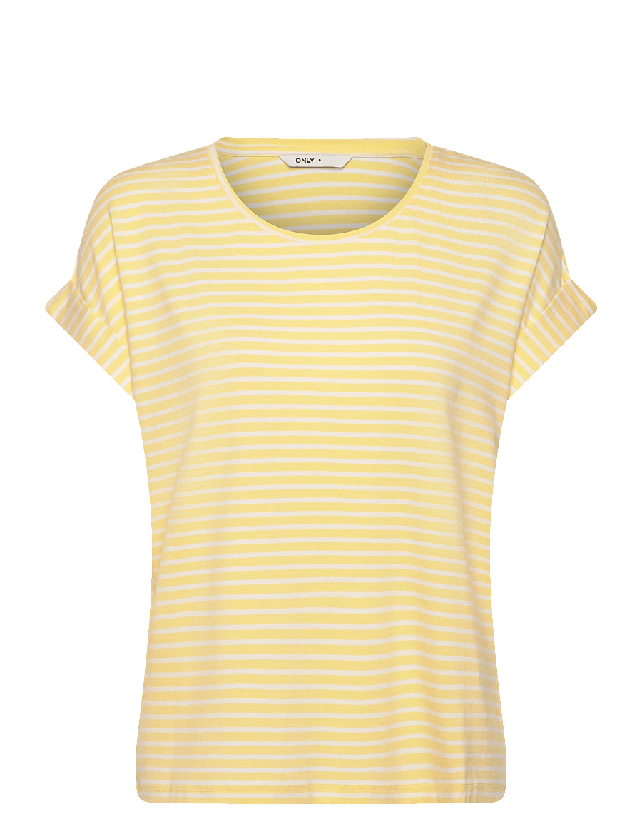 ONLY - ONLMOSTER STRIPE S/S O-NECK TOP JRS NOOS - t-shirts - pale banana - 1