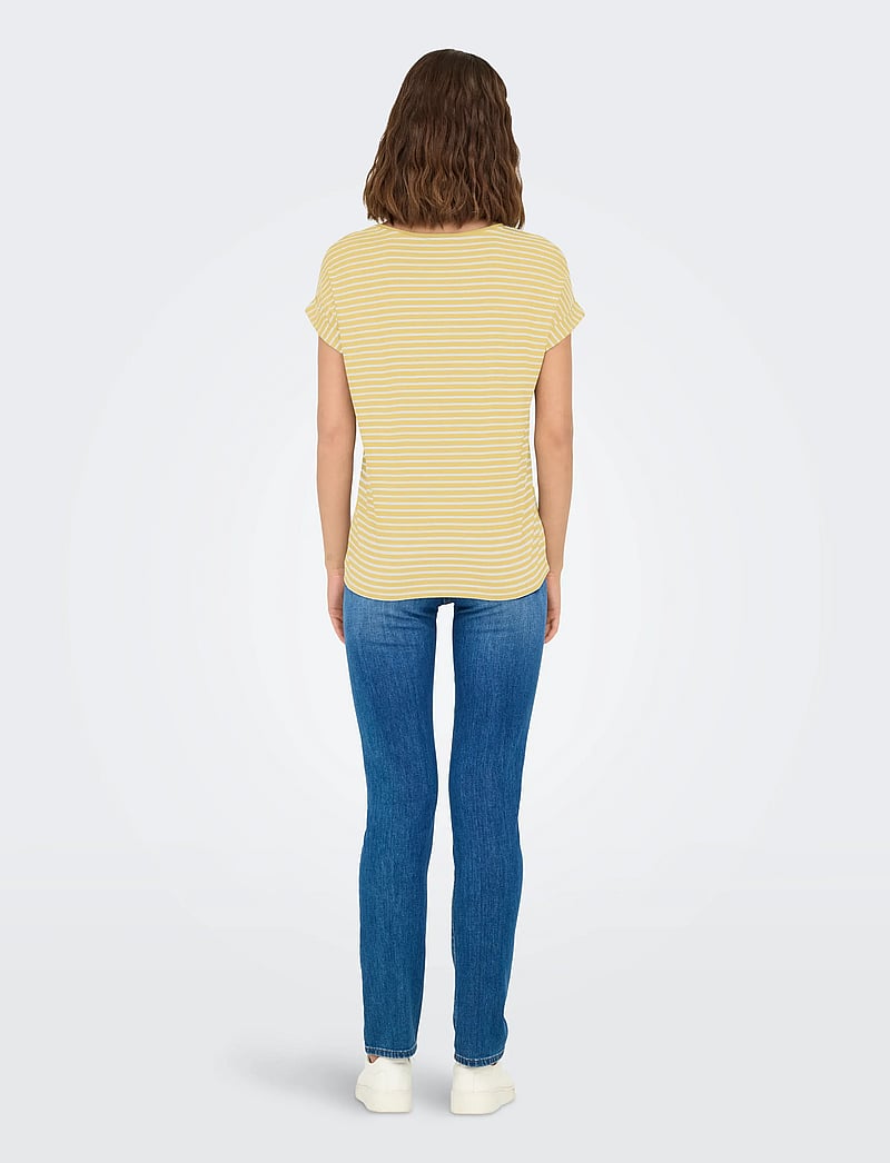 ONLY - ONLMOSTER STRIPE S/S O-NECK TOP JRS NOOS - t-shirts - pale banana - 3