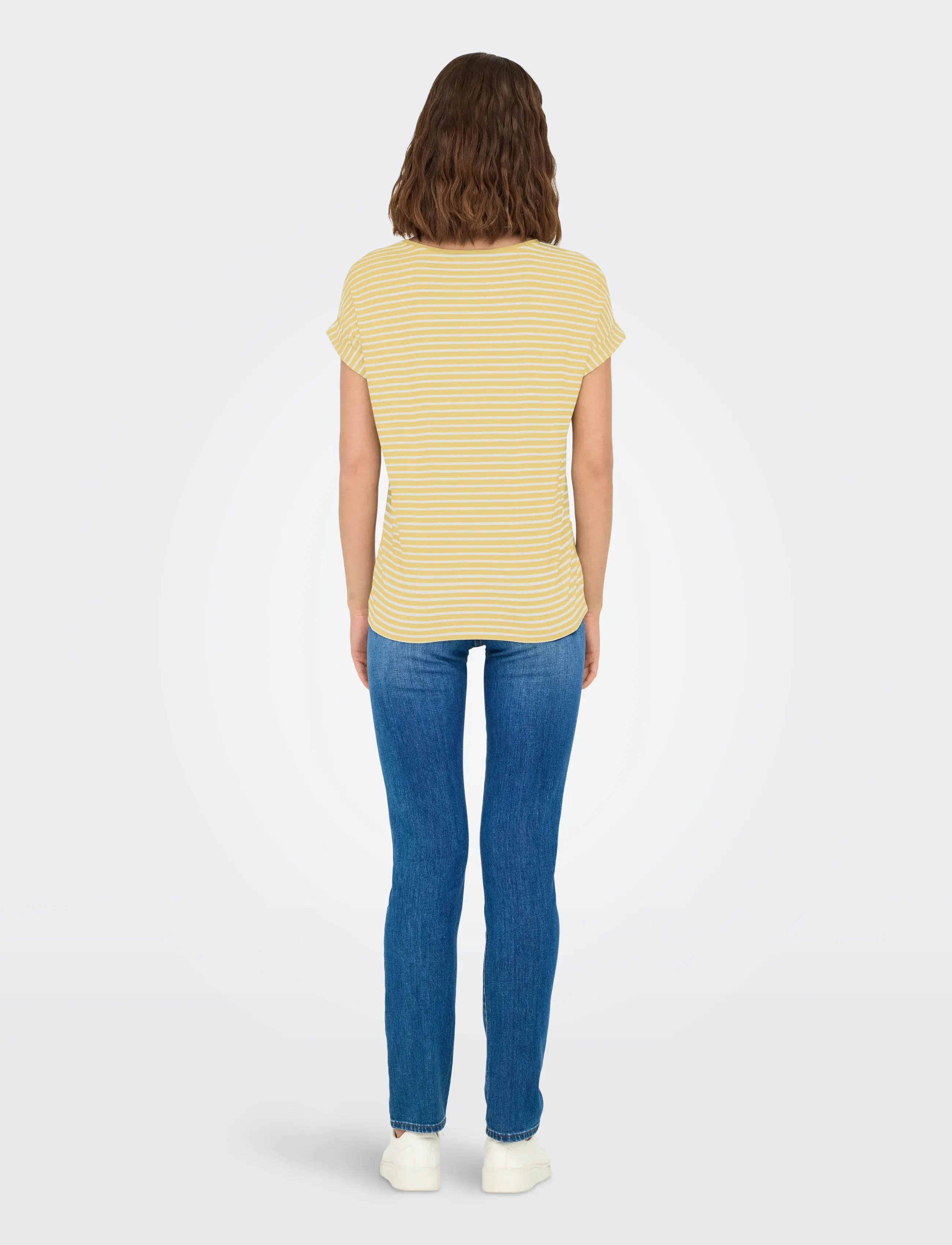 ONLY - ONLMOSTER STRIPE S/S O-NECK TOP JRS NOOS - t-shirts - pale banana - 3