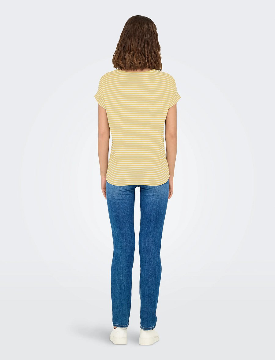 ONLY - ONLMOSTER STRIPE S/S O-NECK TOP JRS NOOS - t-shirts - pale banana - 3