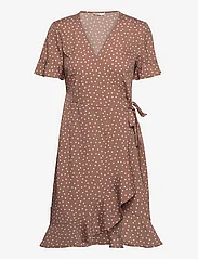 ONLY - ONLOLIVIA S/S WRAP DRESS WVN NOOS - krótkie sukienki - brownie - 0