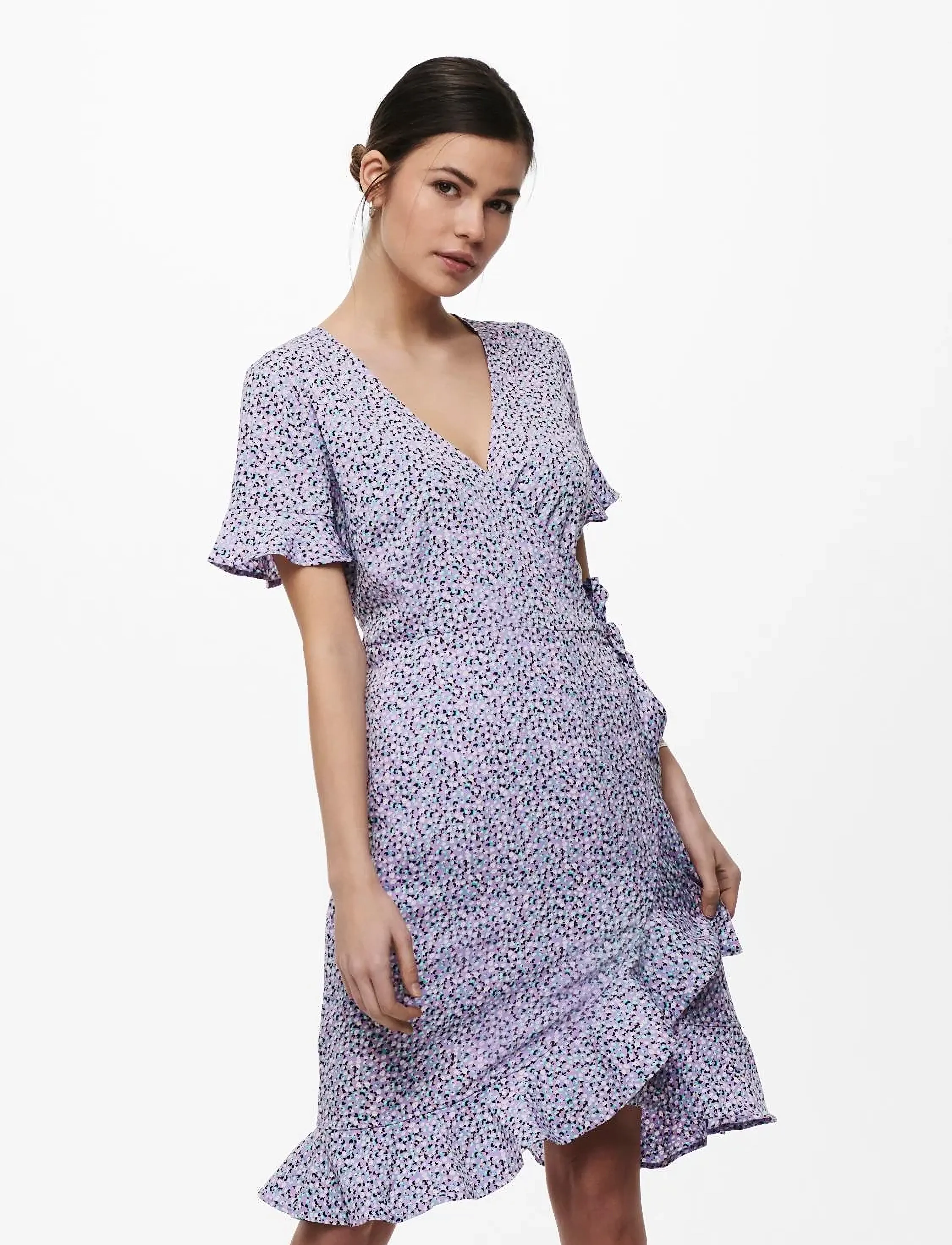 ONLY ONLOLIVIA S/S WRAP DRESS WVN NOOS - Kjoler - CHINESE VIOLET / purple