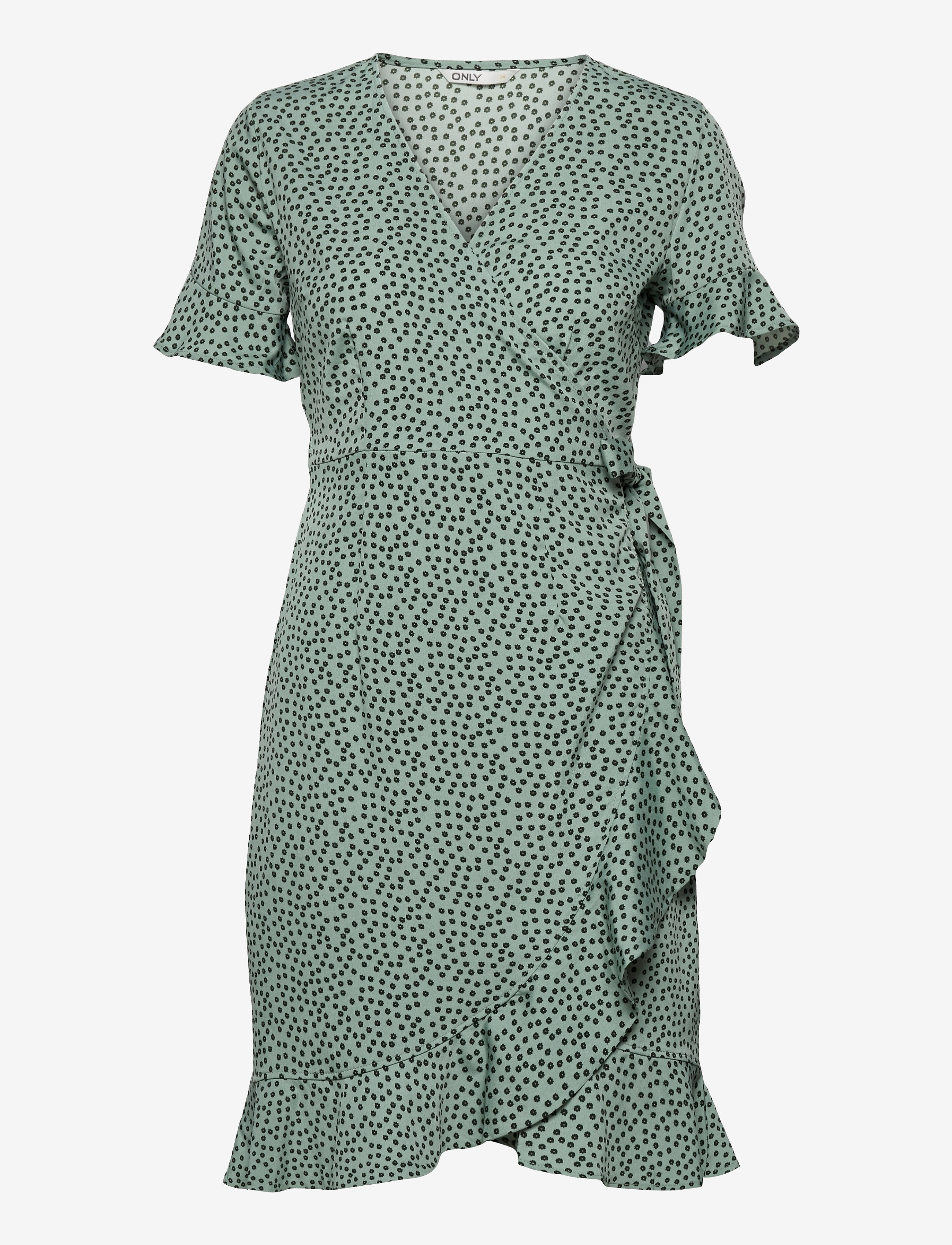 ONLY Onlolivia S/S Wrap Kleid Wvn Noos Grün - 34 - Damen