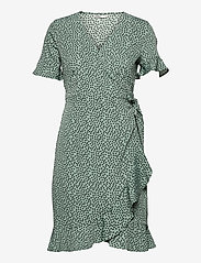 ONLY - ONLOLIVIA S/S WRAP DRESS WVN NOOS - krótkie sukienki - chinois green - 0