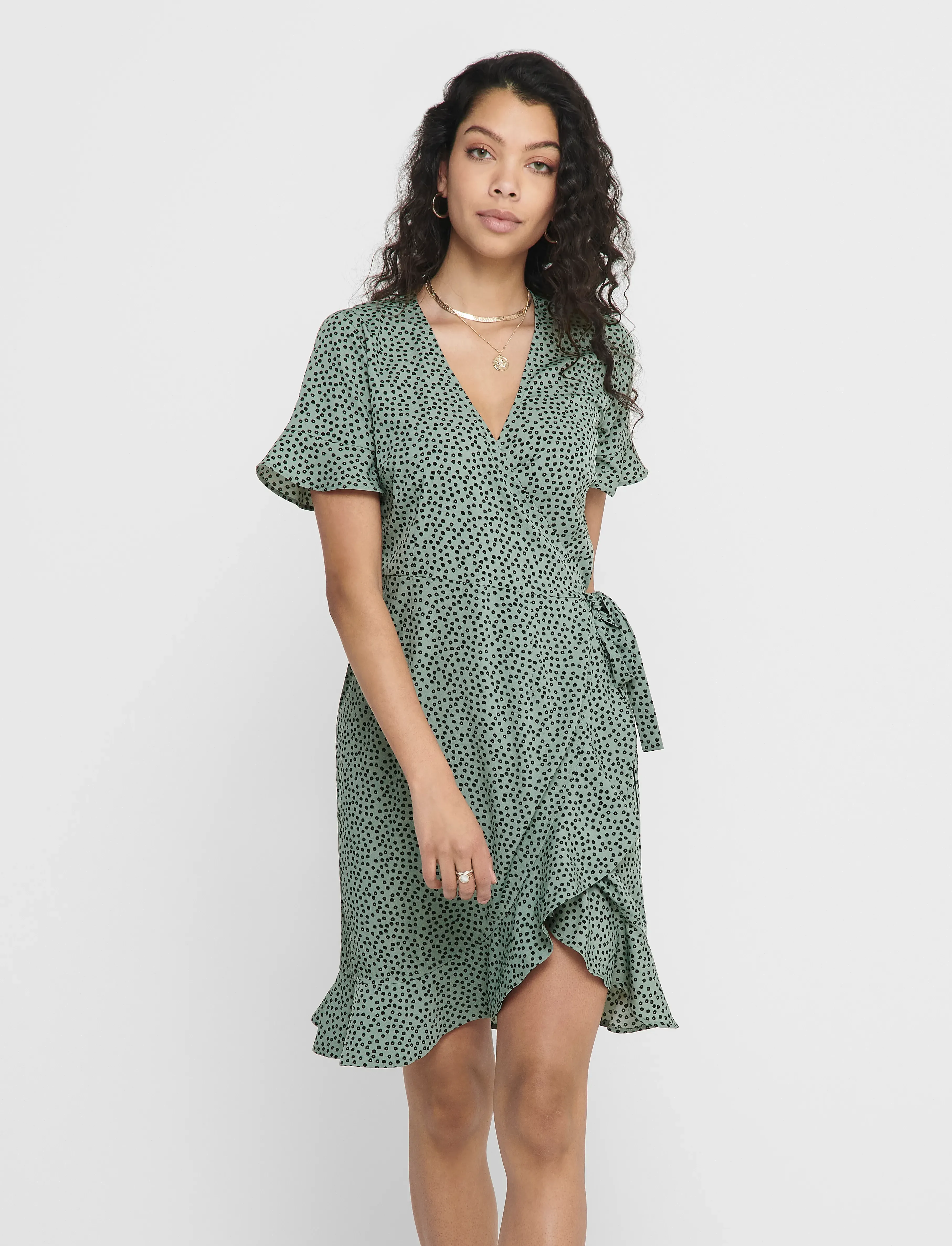 ONLY ONLOLIVIA S/S WRAP DRESS WVN NOOS - Kjoler - CHINOIS GREEN / green