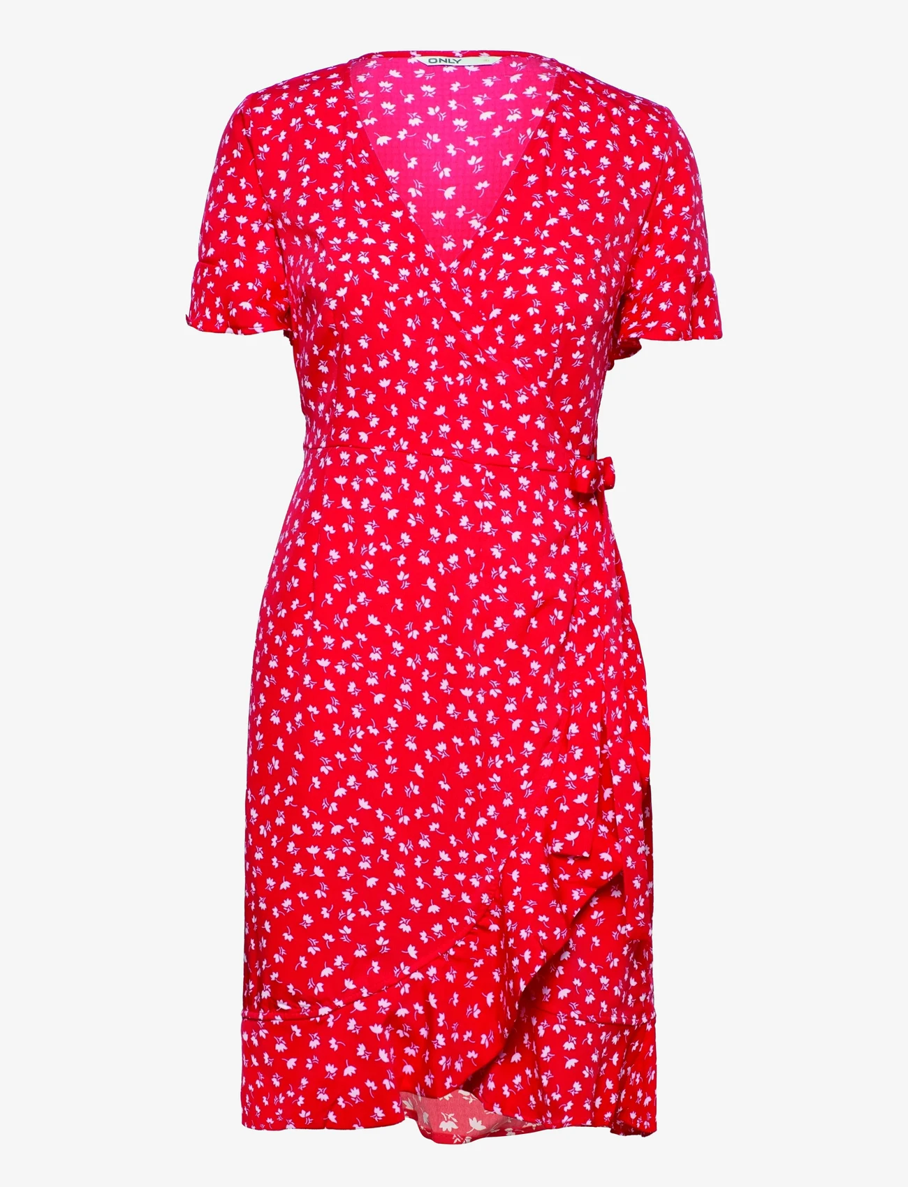 ONLY - ONLOLIVIA S/S WRAP DRESS WVN NOOS - krótkie sukienki - mars red - 0