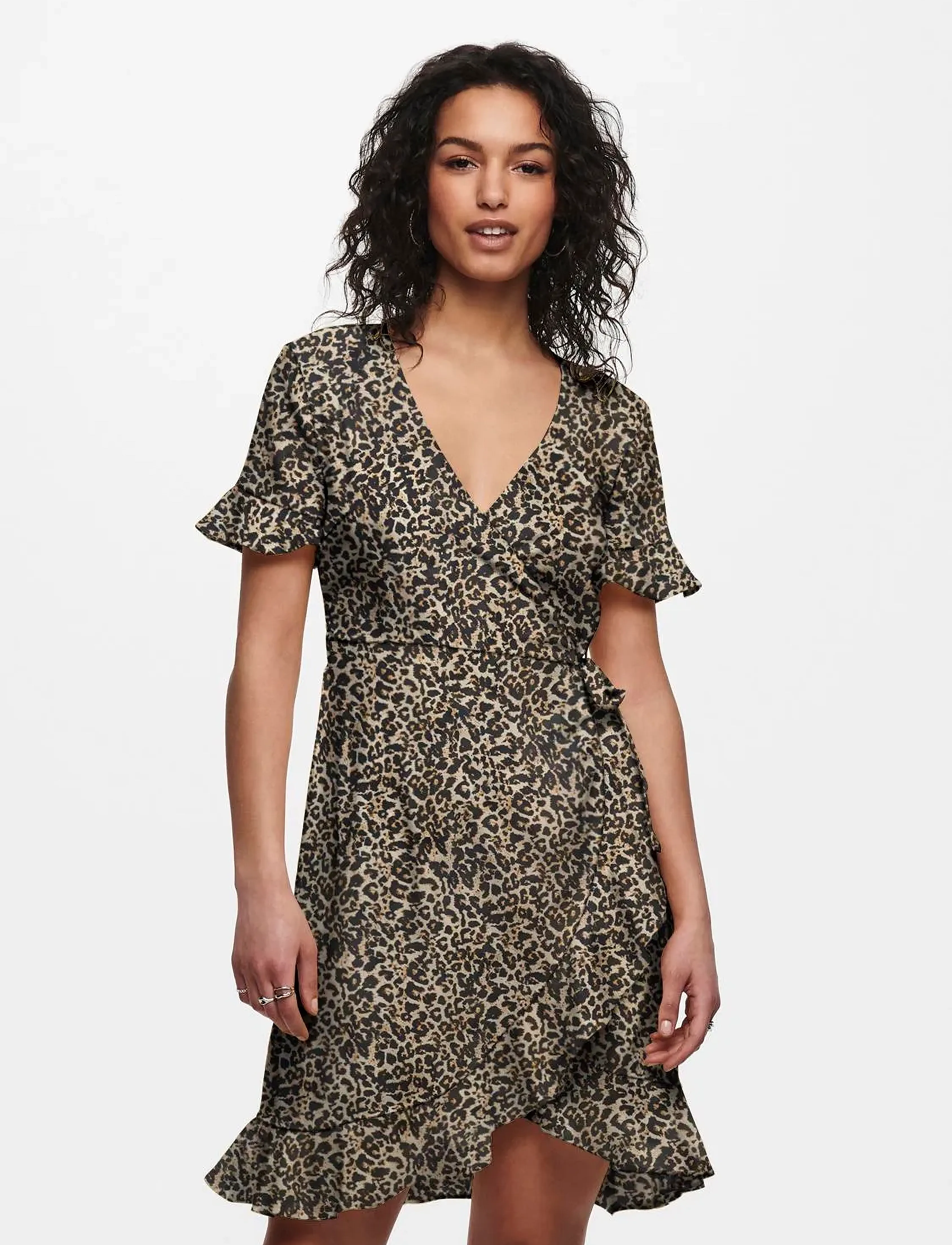 ONLY ONLOLIVIA S/S WRAP DRESS WVN NOOS - Kjoler - PUMICE STONE / black