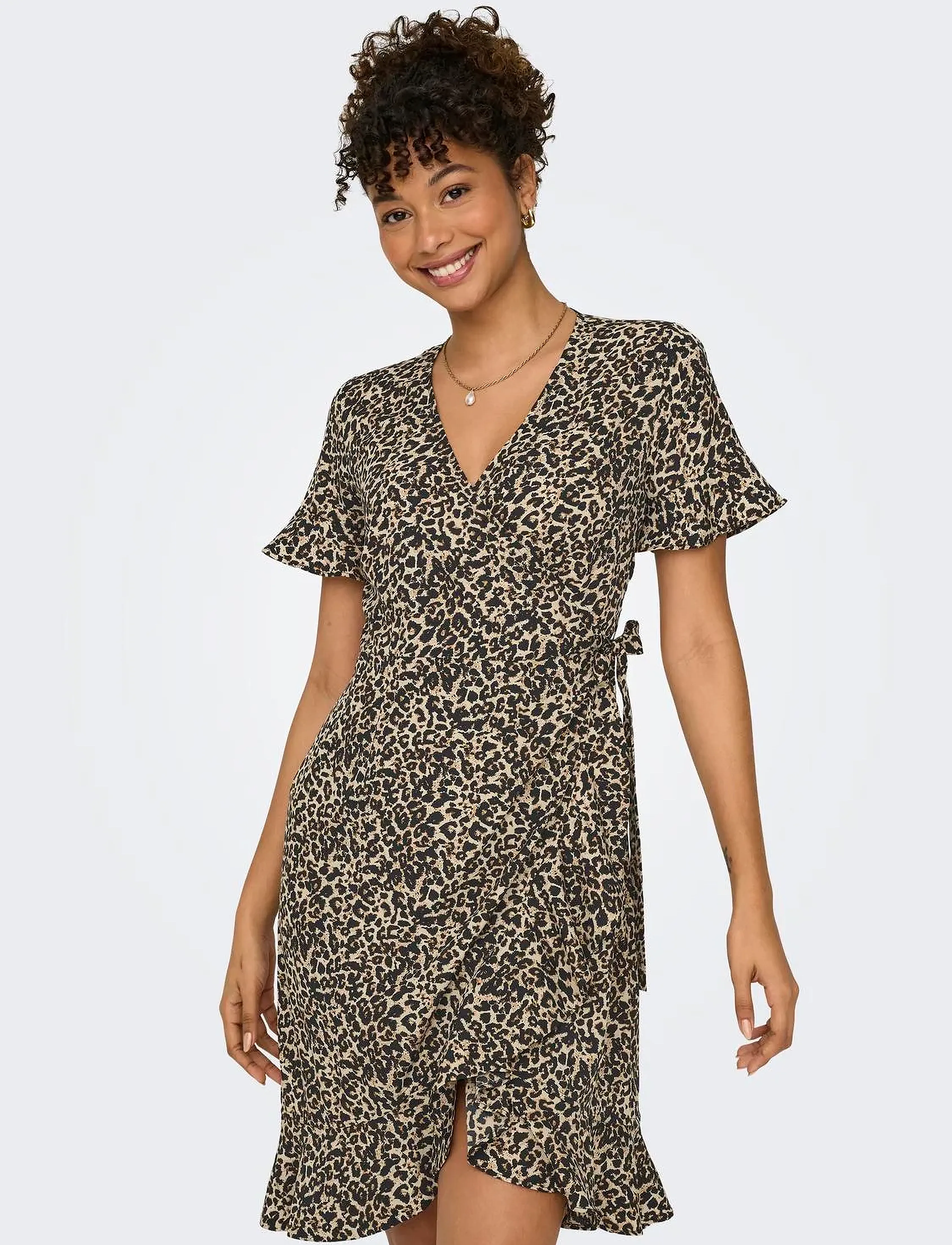 ONLY - ONLOLIVIA S/S WRAP DRESS WVN NOOS - laveste priser - pumice stone - 5