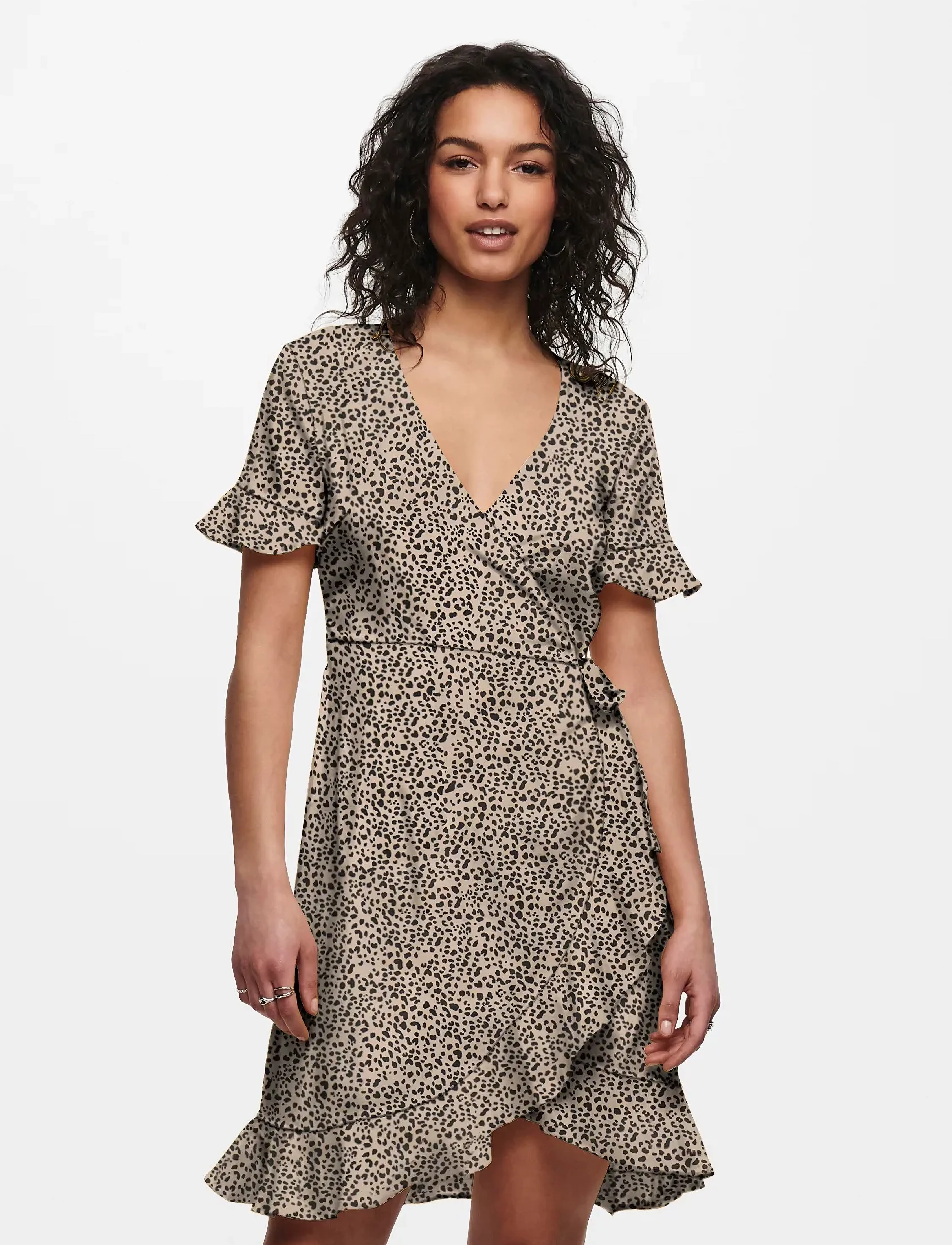 ONLY ONLOLIVIA S/S WRAP DRESS WVN NOOS - Kjoler - SILVER MINK / brown
