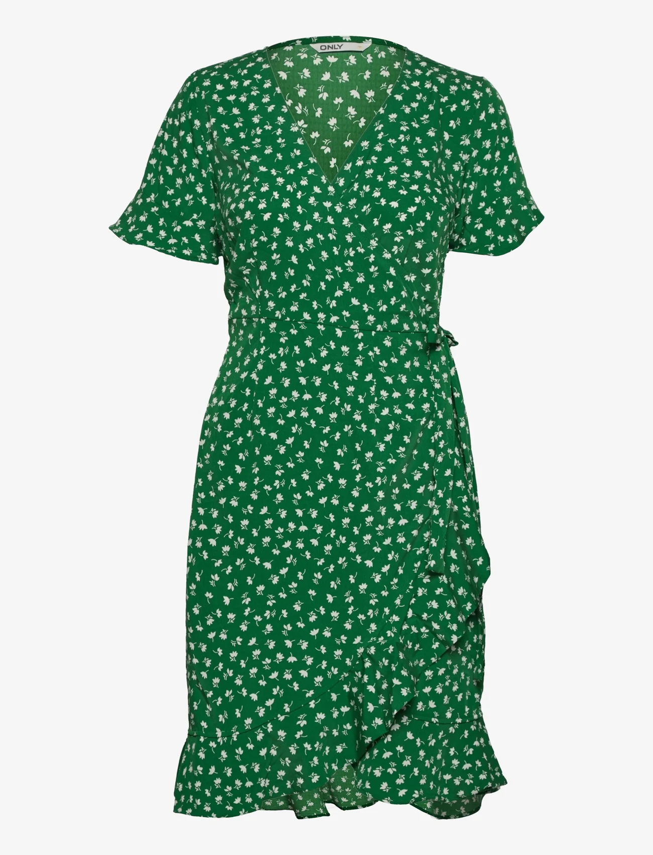 ONLY - ONLOLIVIA S/S WRAP DRESS WVN NOOS - krótkie sukienki - verdant green - 0