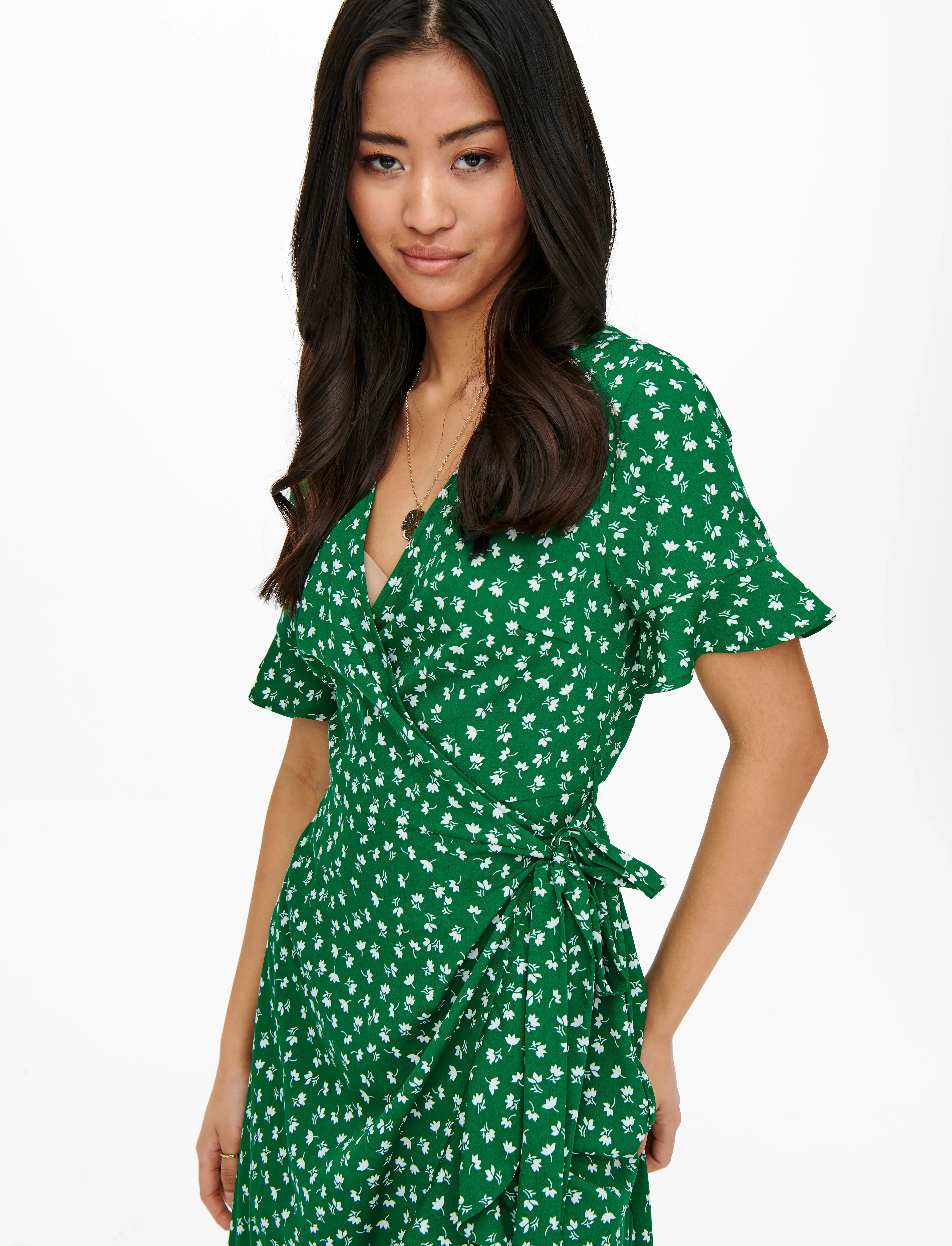 ONLY - ONLOLIVIA S/S WRAP DRESS WVN NOOS - laveste priser - verdant green - 4