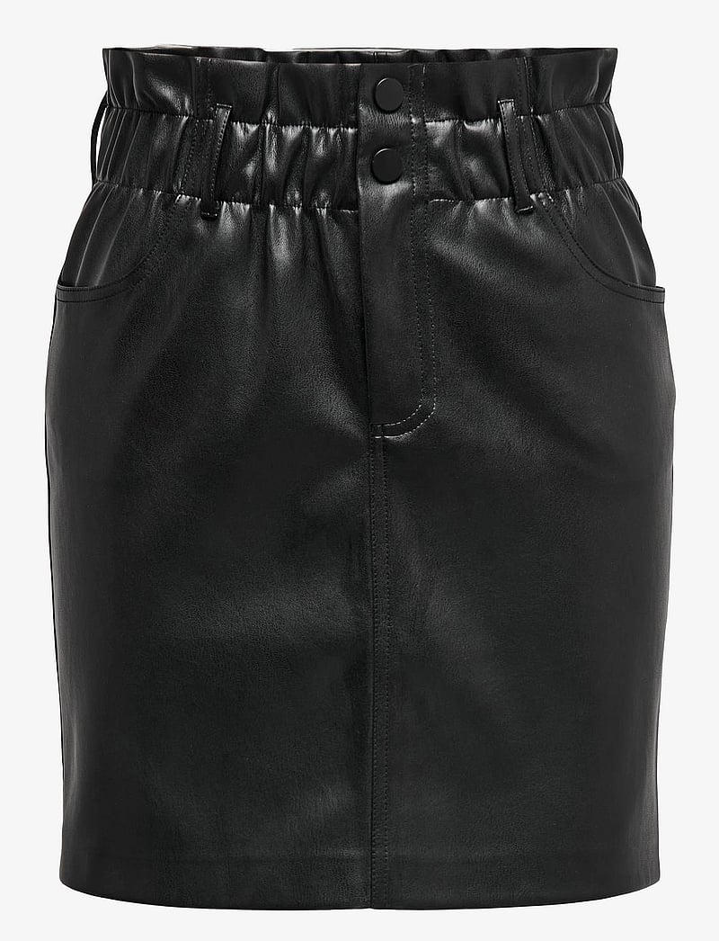 ONLY - ONLMAIYA-MIRI FAUX LEATHER SKRT PNT - kurze röcke - black - 1