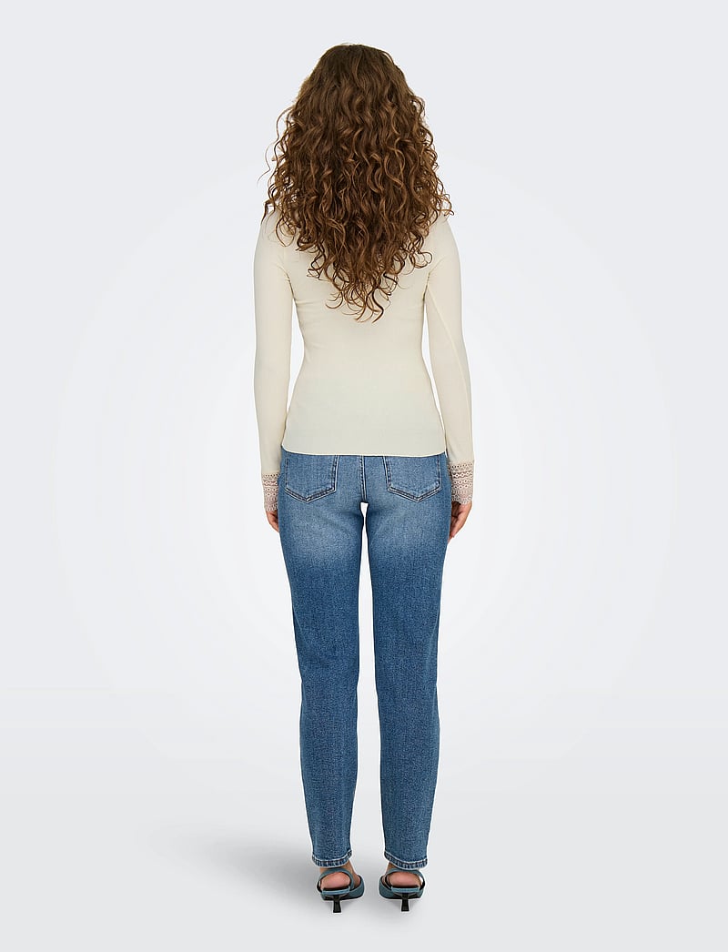 ONLY - ONLTILDE L/S HIGH NECK LACE TOP JRS NOOS - långärmade toppar - birch - 3