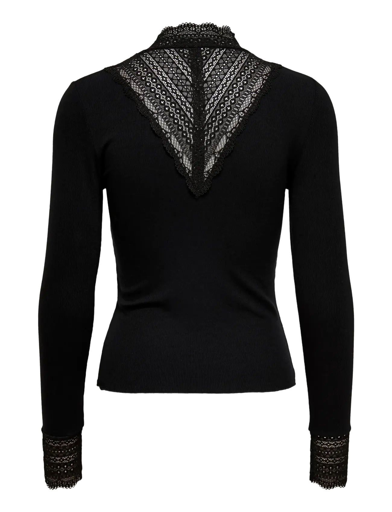 ONLY - ONLTILDE L/S HIGH NECK LACE TOP JRS NOOS - pikkade varrukatega alussärgid - black - 2