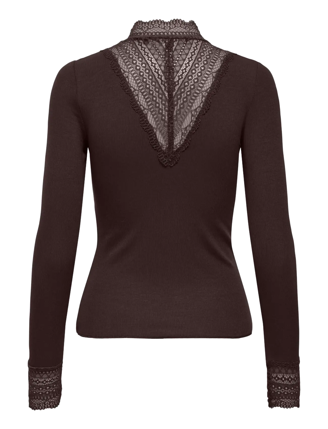 ONLY - ONLTILDE L/S HIGH NECK LACE TOP JRS NOOS - langärmlige tops - chocolate torte - 1