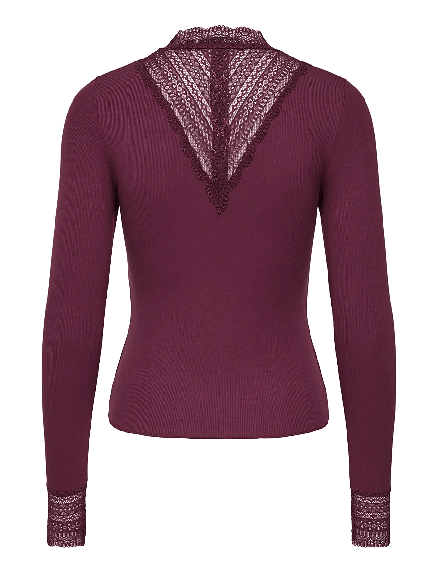 ONLY - ONLTILDE L/S HIGH NECK LACE TOP JRS NOOS - langärmlige tops - fig - 2