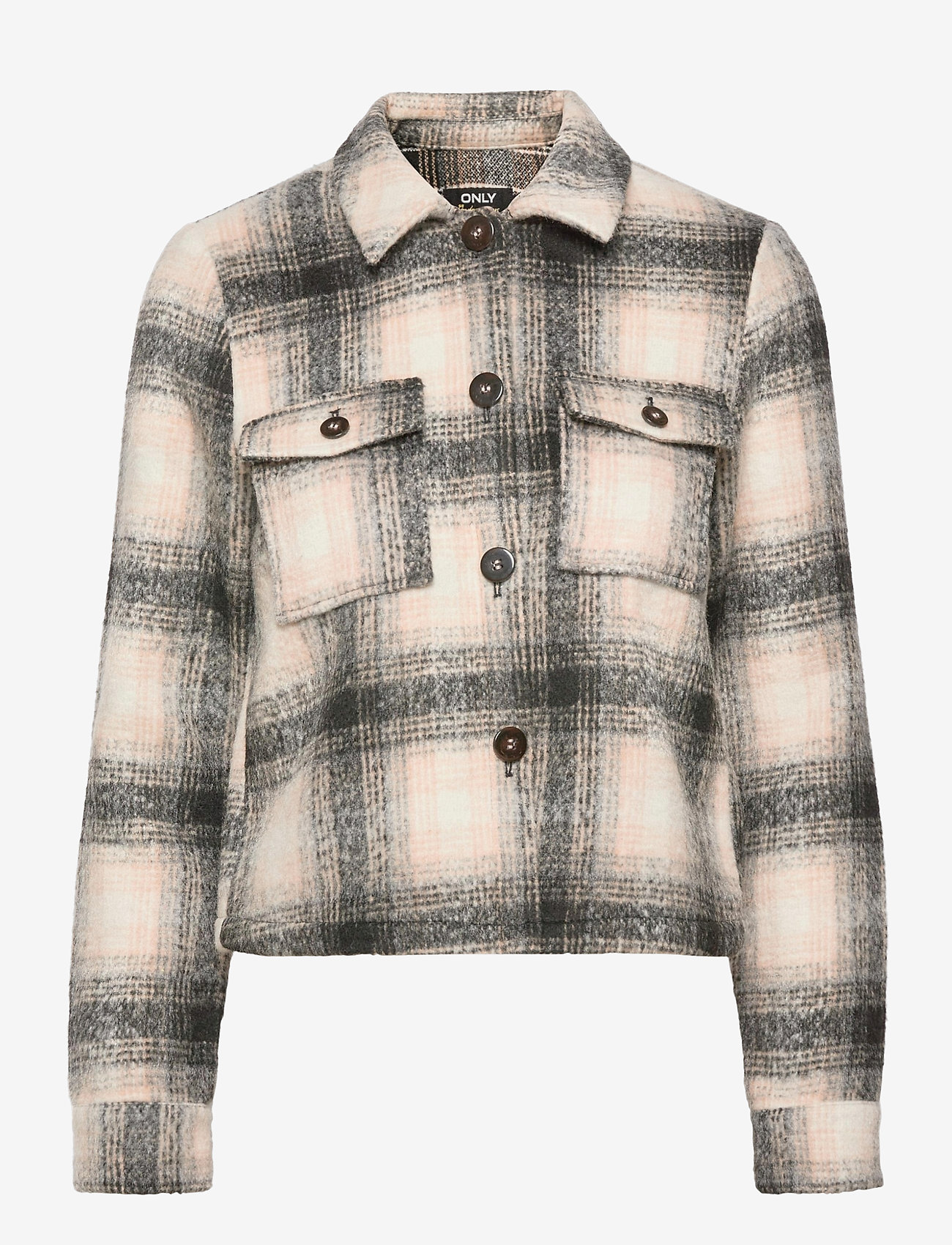 ONLY - ONLLOU SHORT CHECK JACKET OTW - wool jackets - pumice stone - 0