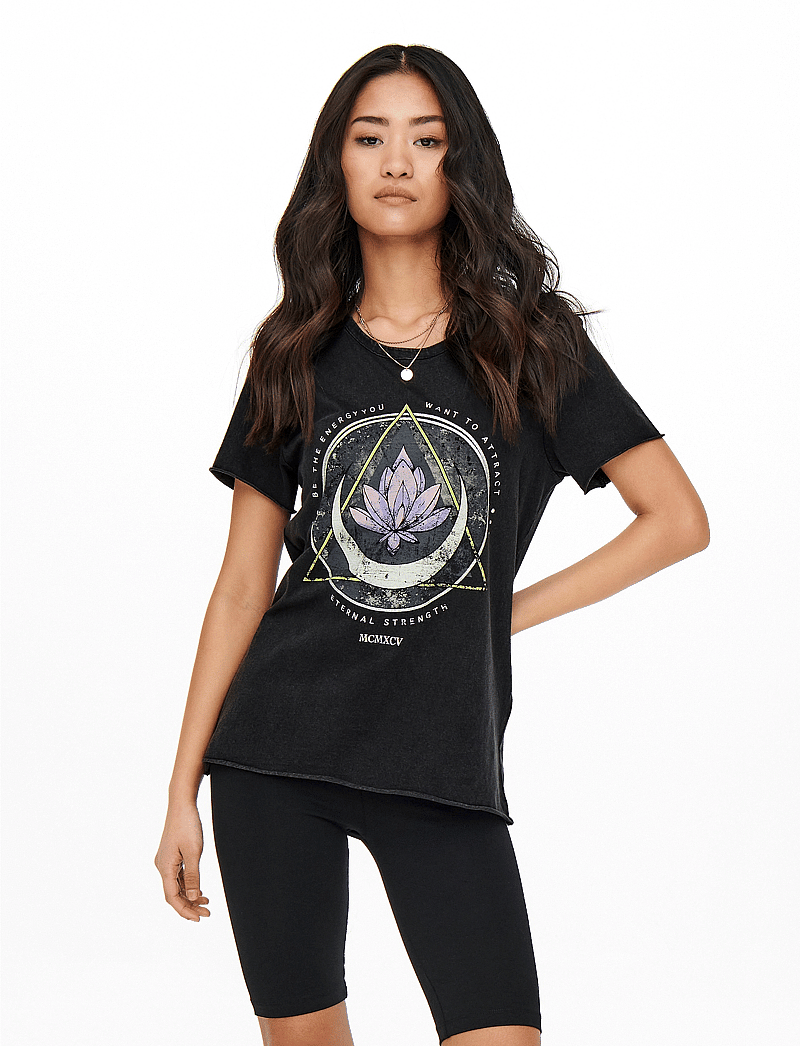 ONLY - ONLLUCY LIFE REG S/S TOP JRS NOOS - t-shirts - black - 0