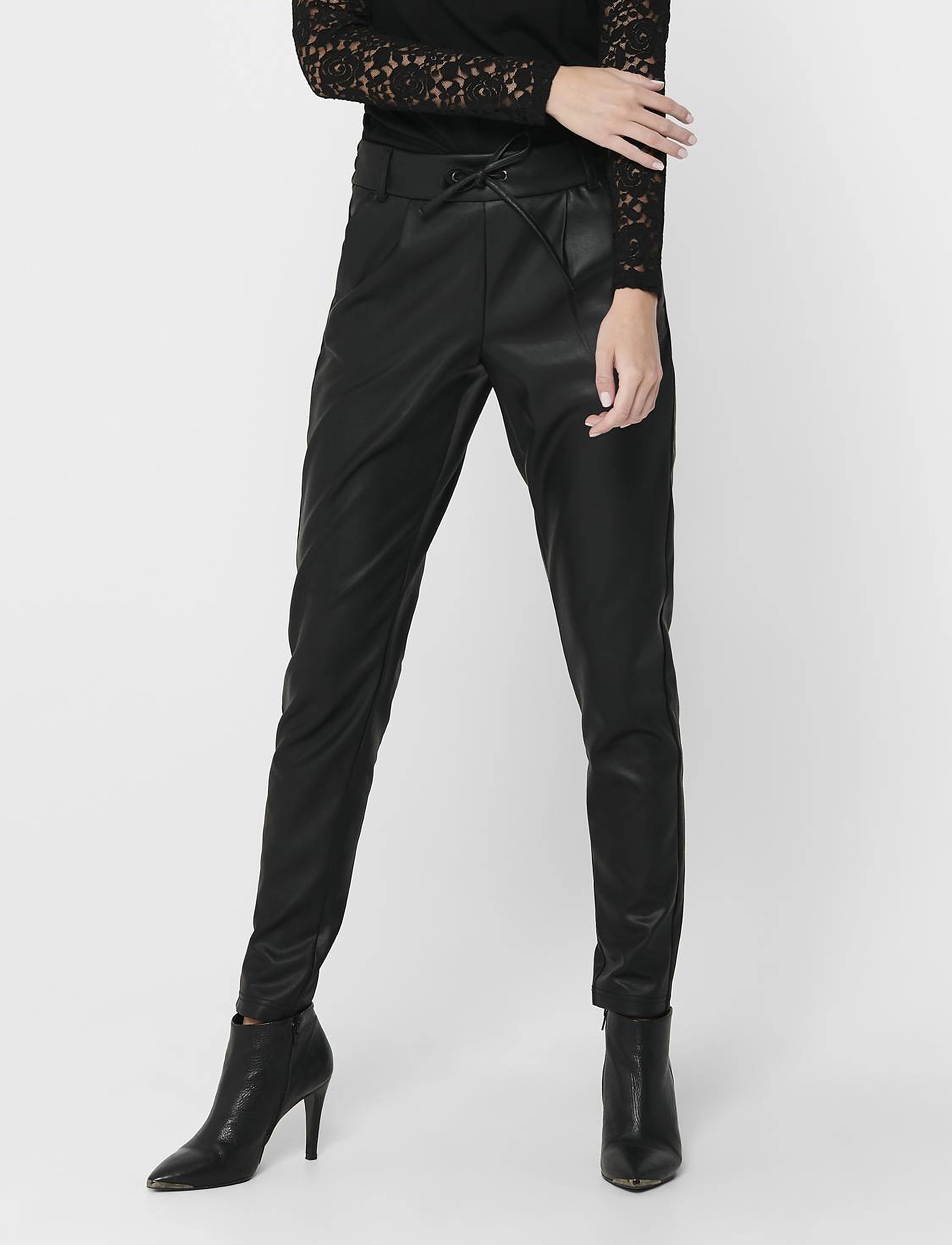 ONLY ONLPOPTRASH EASY COATED PANT PNT NOOS - Bukser - BLACK / black