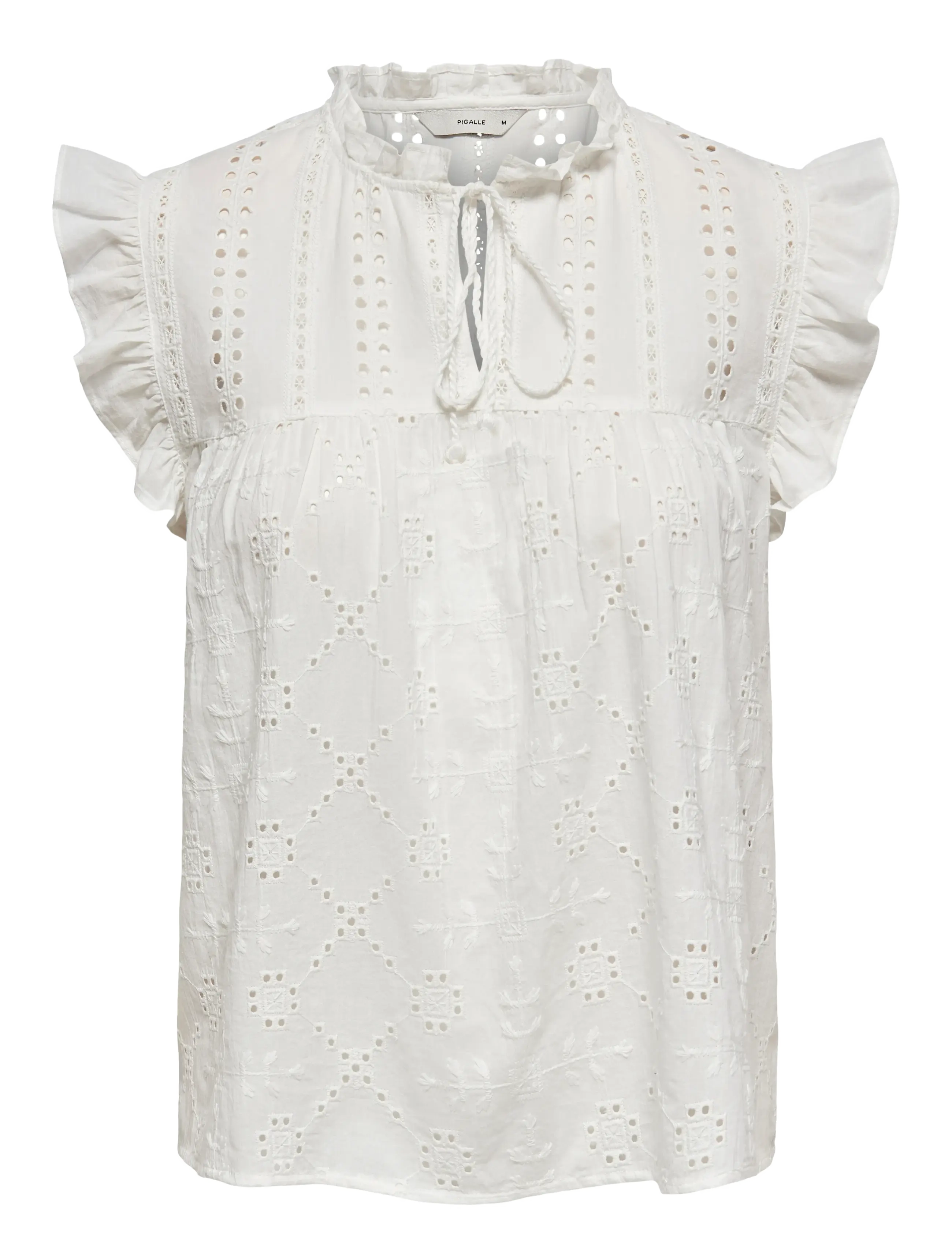ONLY ONLREVA LIFE S/L EMB TOP WVN NOOS - T-shirts & Toppe - CLOUD DANCER / white