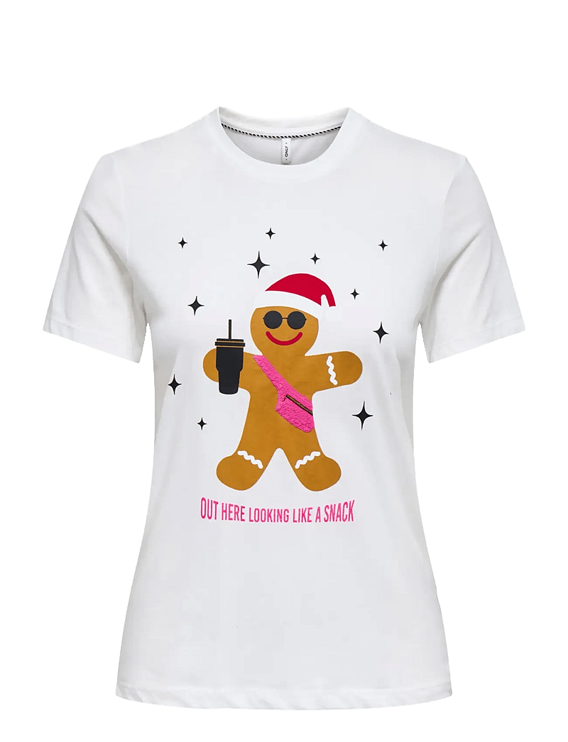 ONLY - ONLXMAS LIFE YRSA CHRISTMAS S/S TOP JRS - cloud dancer - 0