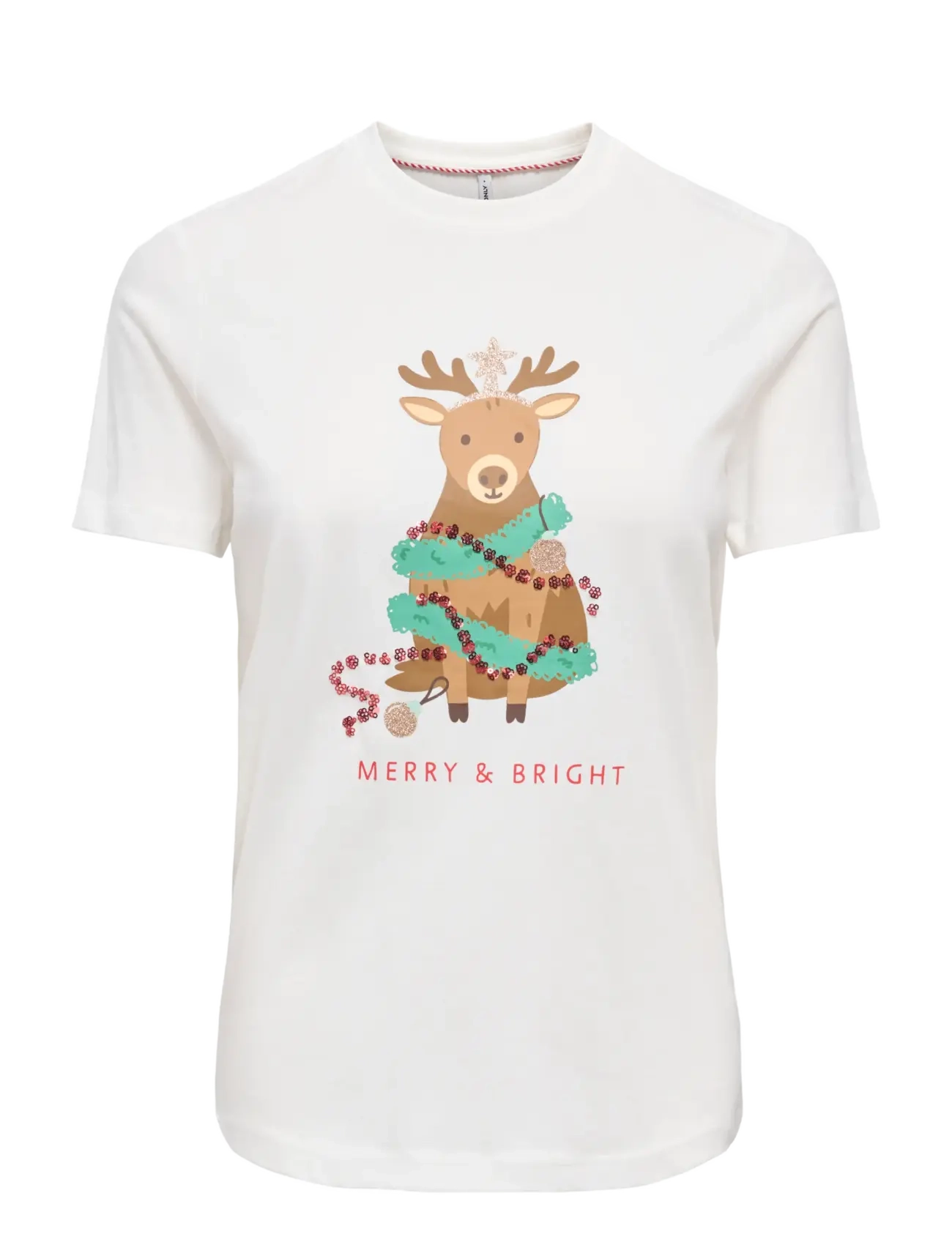 ONLY ONLXMAS YRSA CHRISTMAS S/S TOP JRS - ONLY - CLOUD DANCER / white