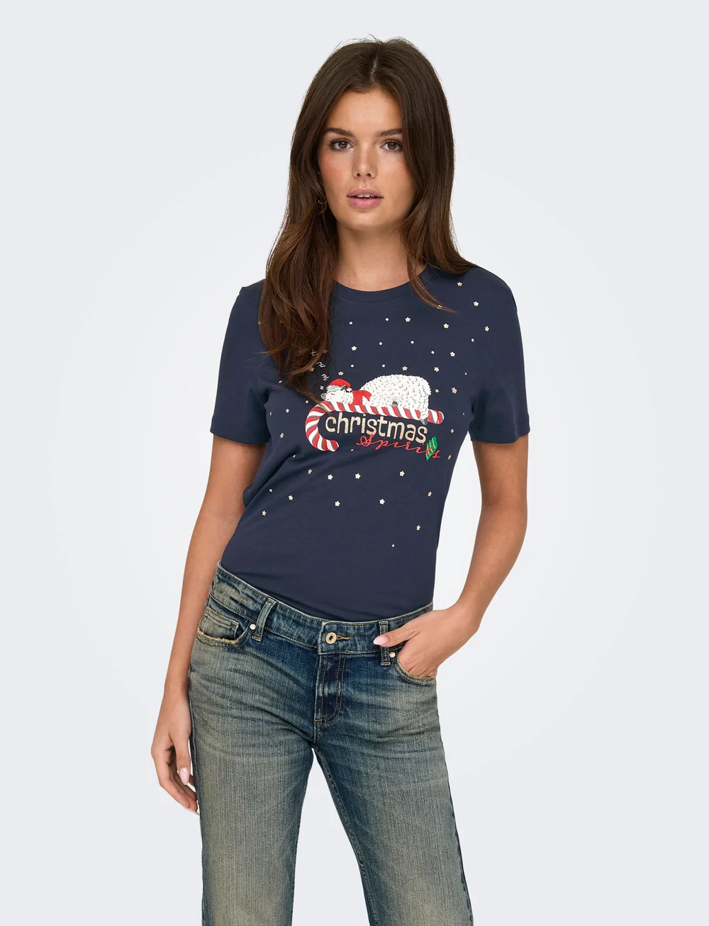 ONLY - ONLXMAS LIFE YRSA CHRISTMAS S/S TOP JRS - jõulukampsunid - night sky - 0
