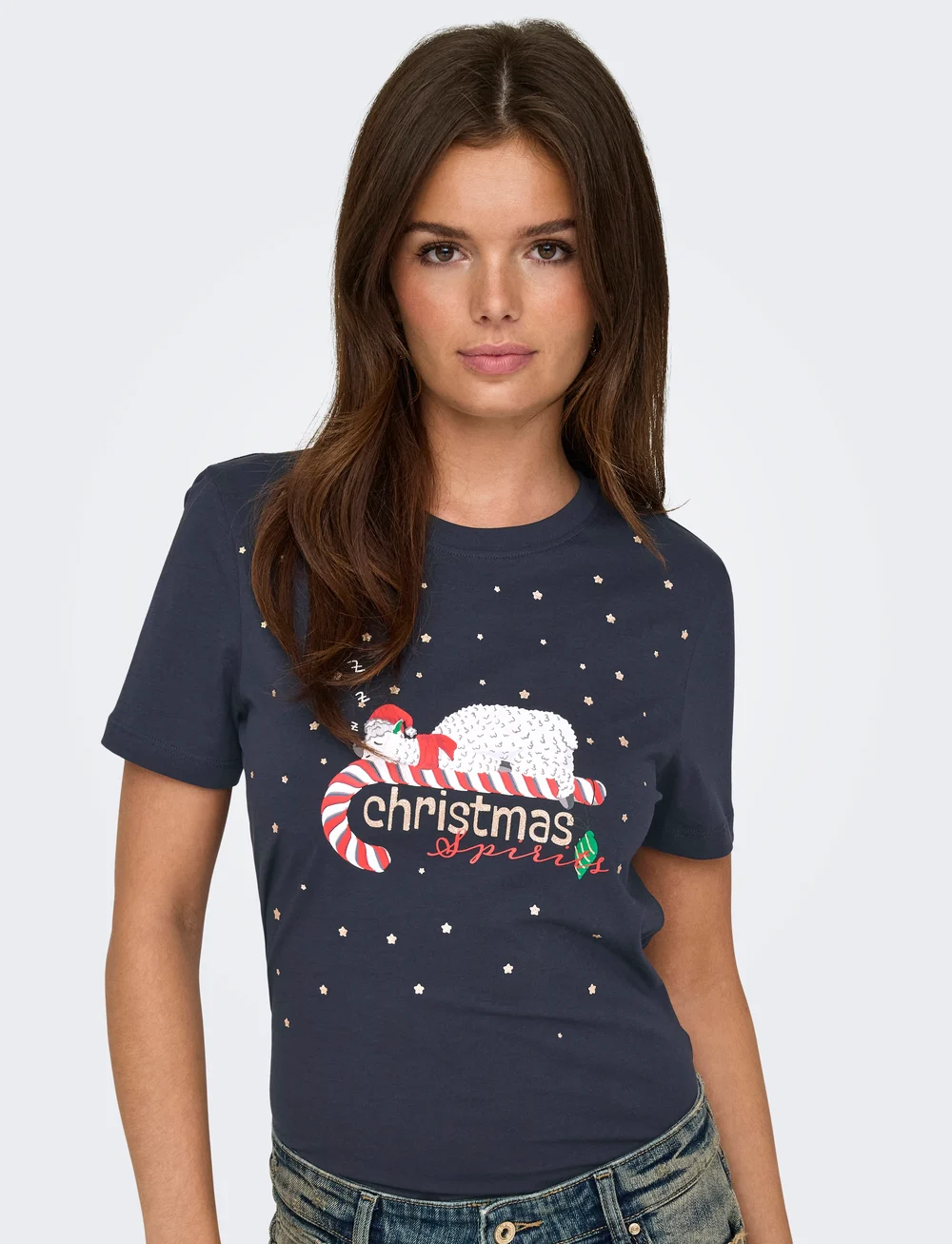 ONLY - ONLXMAS LIFE YRSA CHRISTMAS S/S TOP JRS - jõulukampsunid - night sky - 4