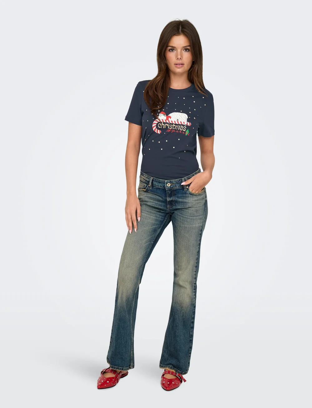 ONLY - ONLXMAS LIFE YRSA CHRISTMAS S/S TOP JRS - jõulukampsunid - night sky - 5