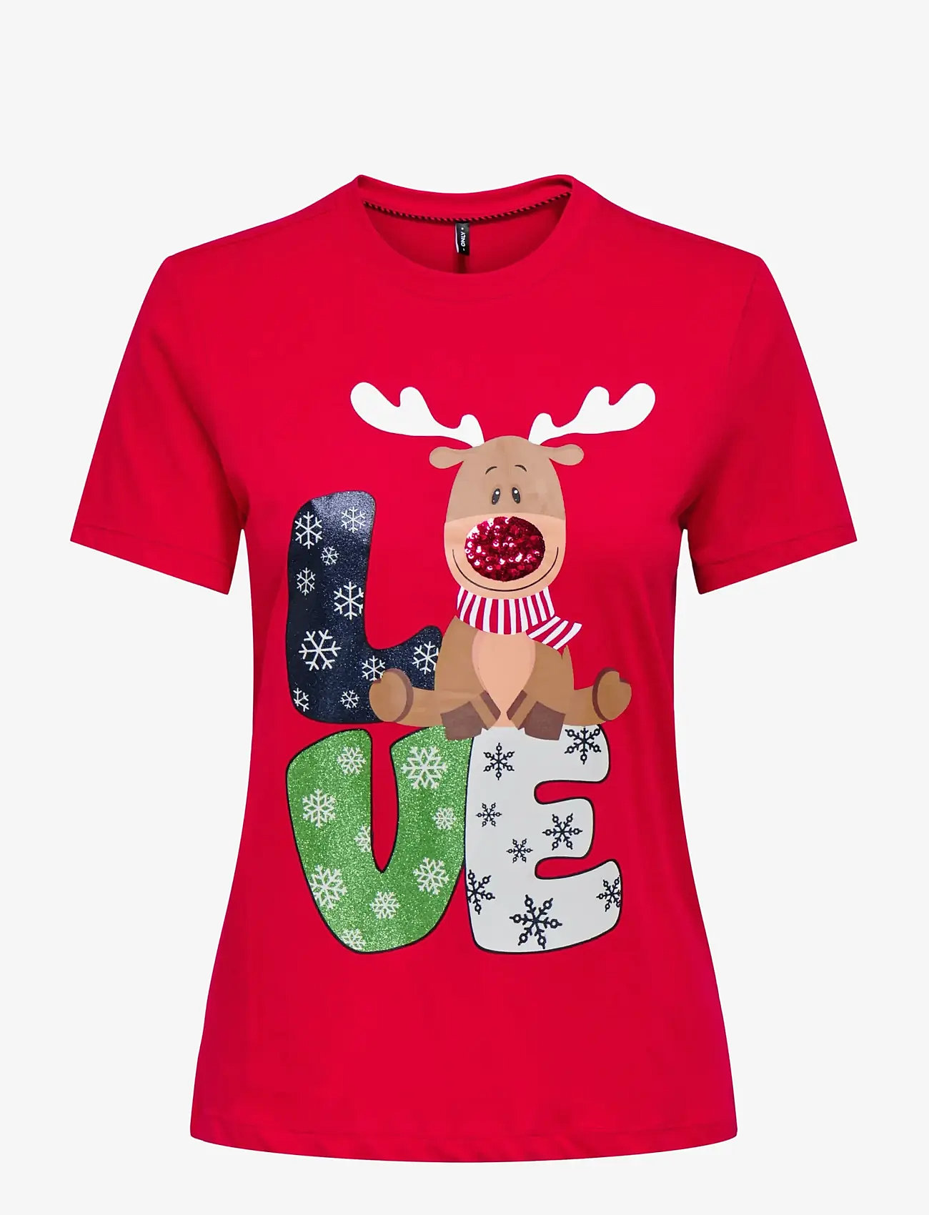 ONLY - ONLXMAS LIFE YRSA CHRISTMAS S/S TOP JRS - t-särgid - urban red - 0