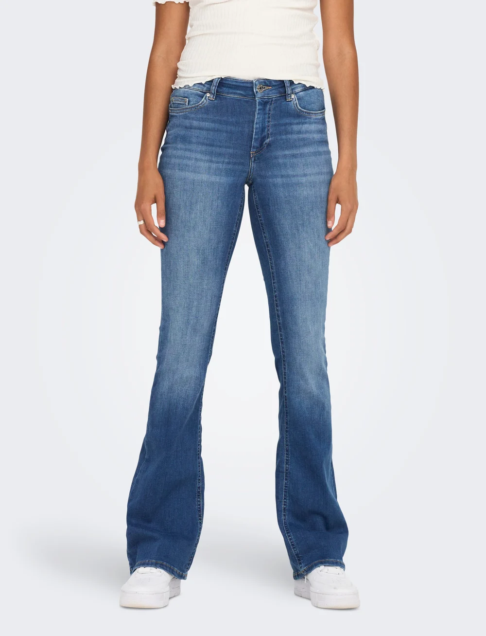 ONLY - ONLBLUSH MID FLARED DNM REA1319 NOOS - jeans évasés - medium blue denim - 0
