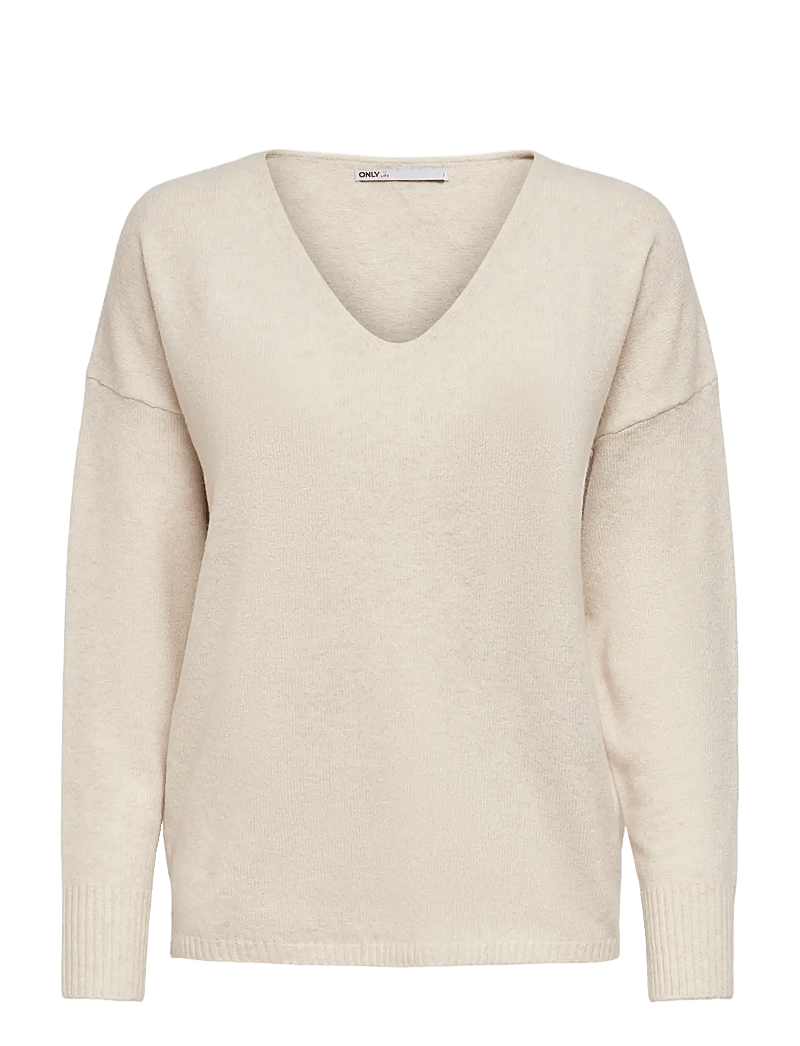ONLY - ONLRICA L/S V-NECK PULLO KNT NOOS - stickade tröjor - birch - 1