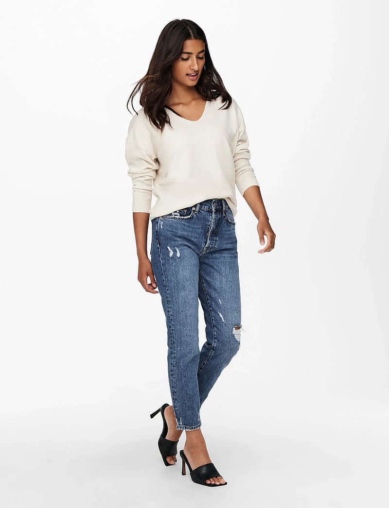 ONLY - ONLRICA L/S V-NECK PULLO KNT NOOS - stickade tröjor - birch - 4