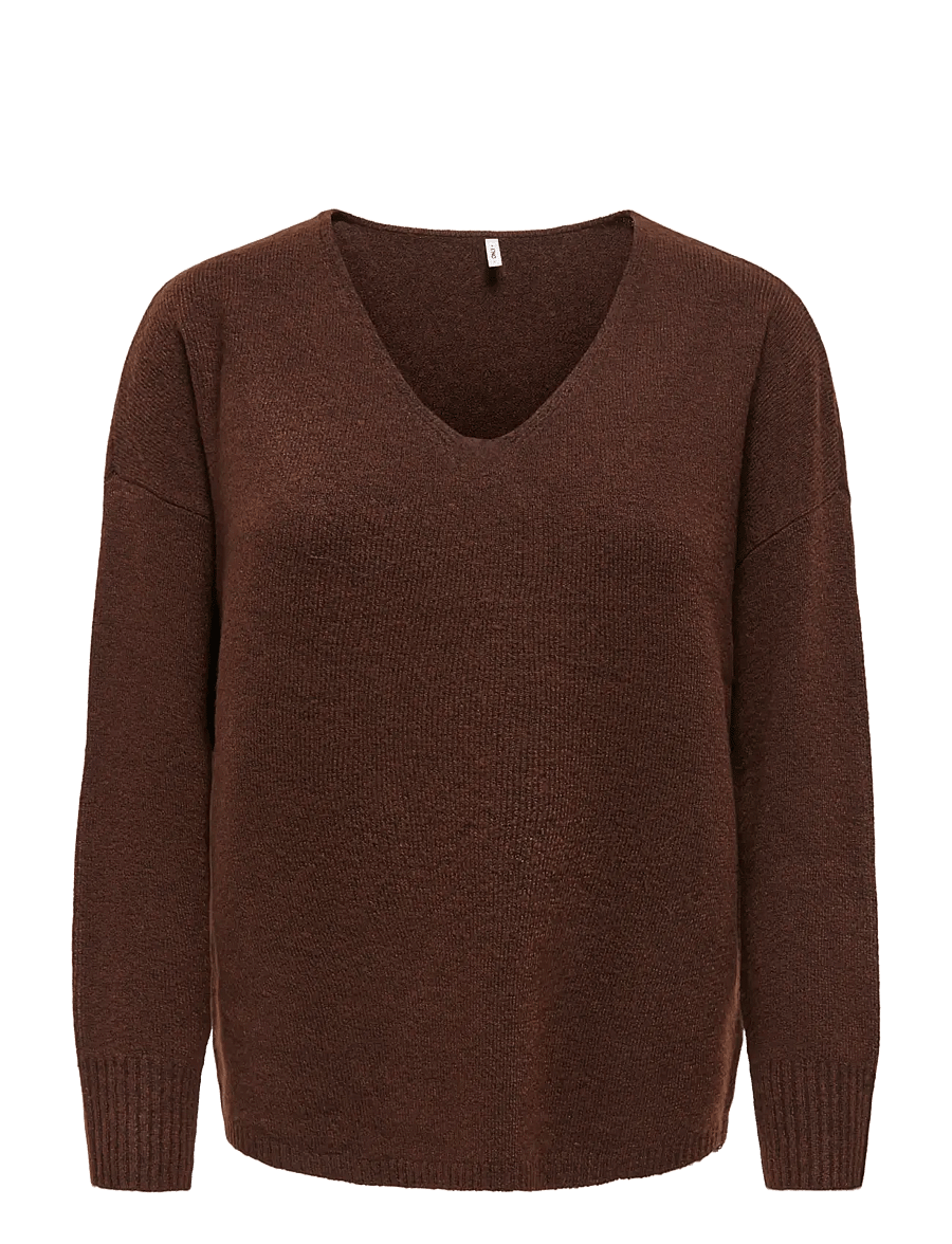ONLY - ONLRICA L/S V-NECK PULLO KNT NOOS - kampsunid - coffee bean - 1
