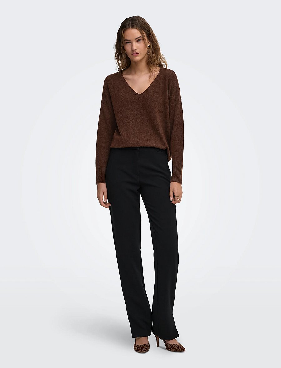 ONLY - ONLRICA L/S V-NECK PULLO KNT NOOS - kampsunid - coffee bean - 4