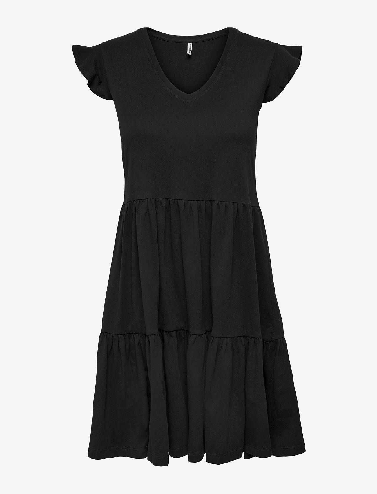 ONLY - ONLMAY LIFE CAP SLEEVES FRILL DRESS JRS - sommarklänningar - black - 1
