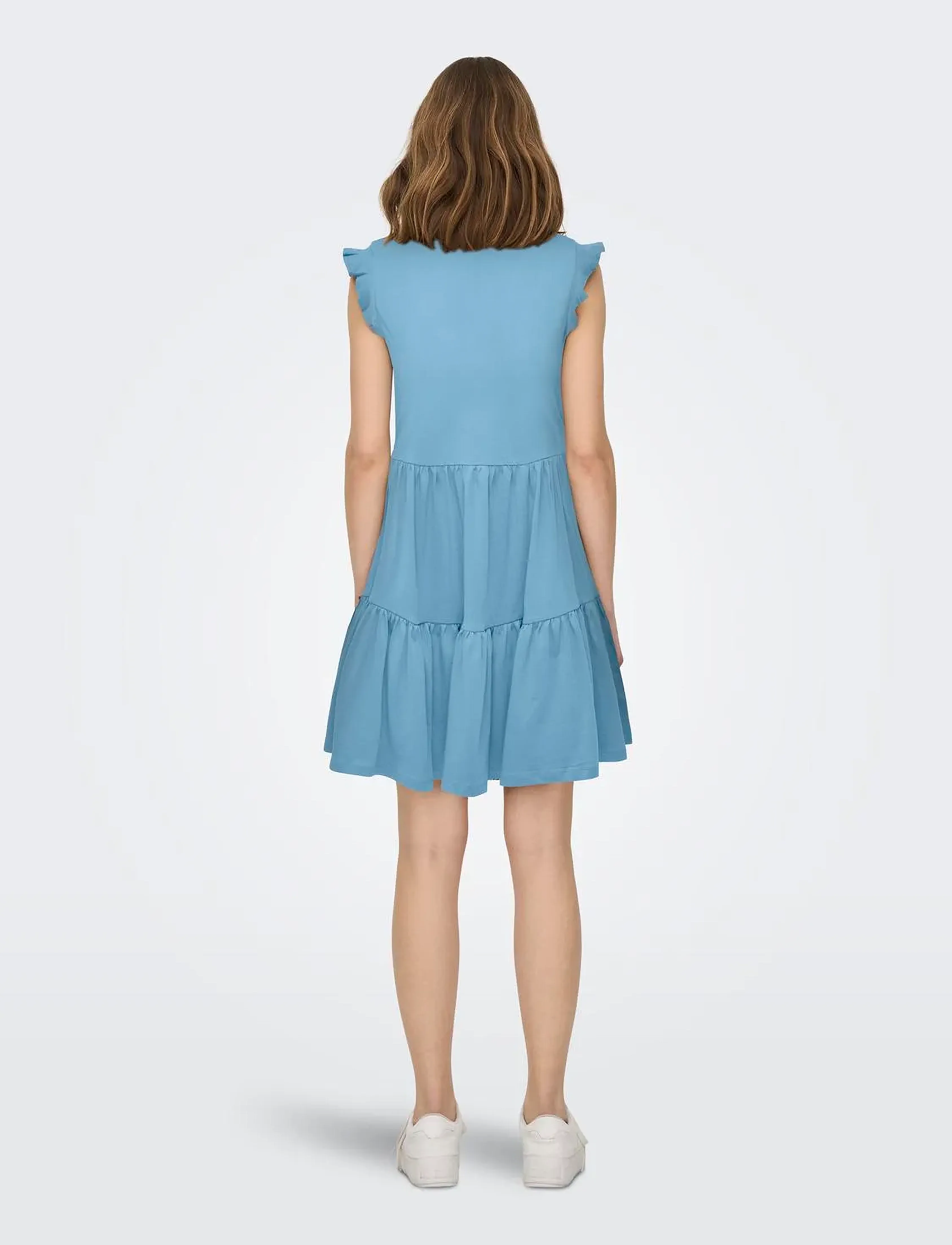 ONLY - ONLMAY LIFE CAP SLEEVES FRILL DRESS JRS - sommerkjoler - clear sky - 3