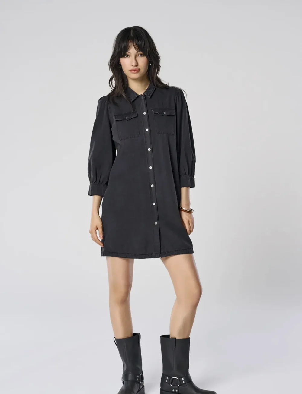 ONLY - ONLFELICA DNM DRESS NOOS - shirt dresses - washed black - 0