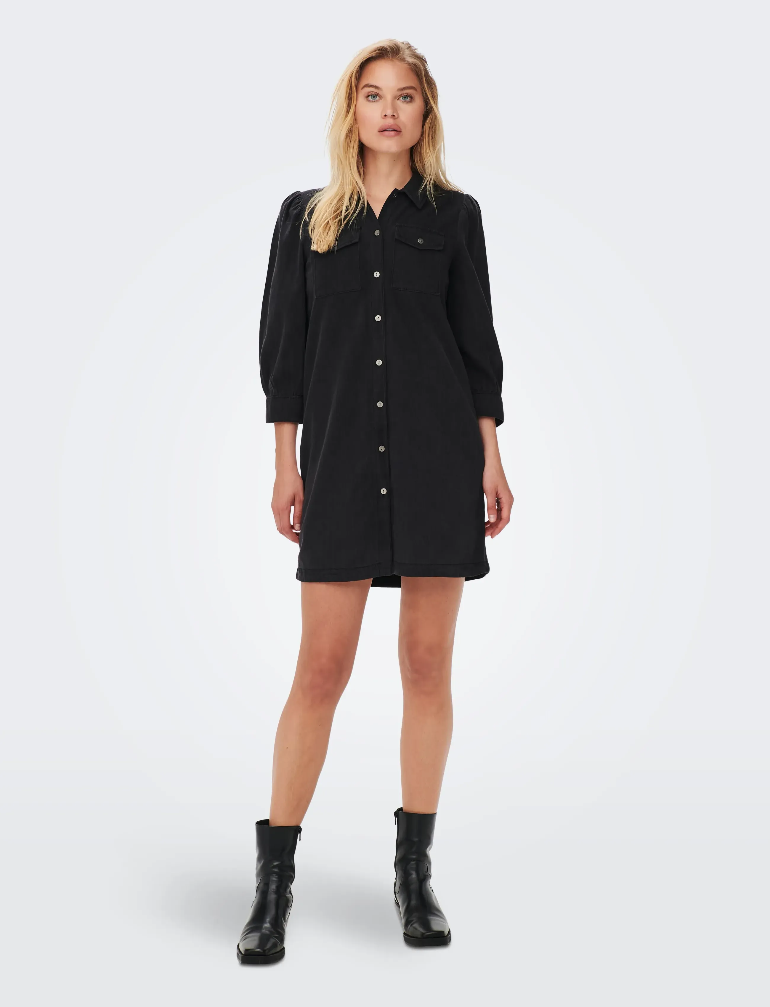 ONLY - ONLFELICA DNM DRESS NOOS - hemdkleider - washed black - 4