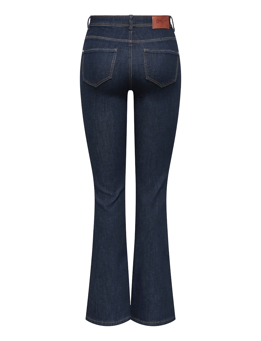 ONLY - ONLWAUW HW FLARED RINSE DNM GUA030 NOOS - utsvängda jeans - dark blue denim - 2