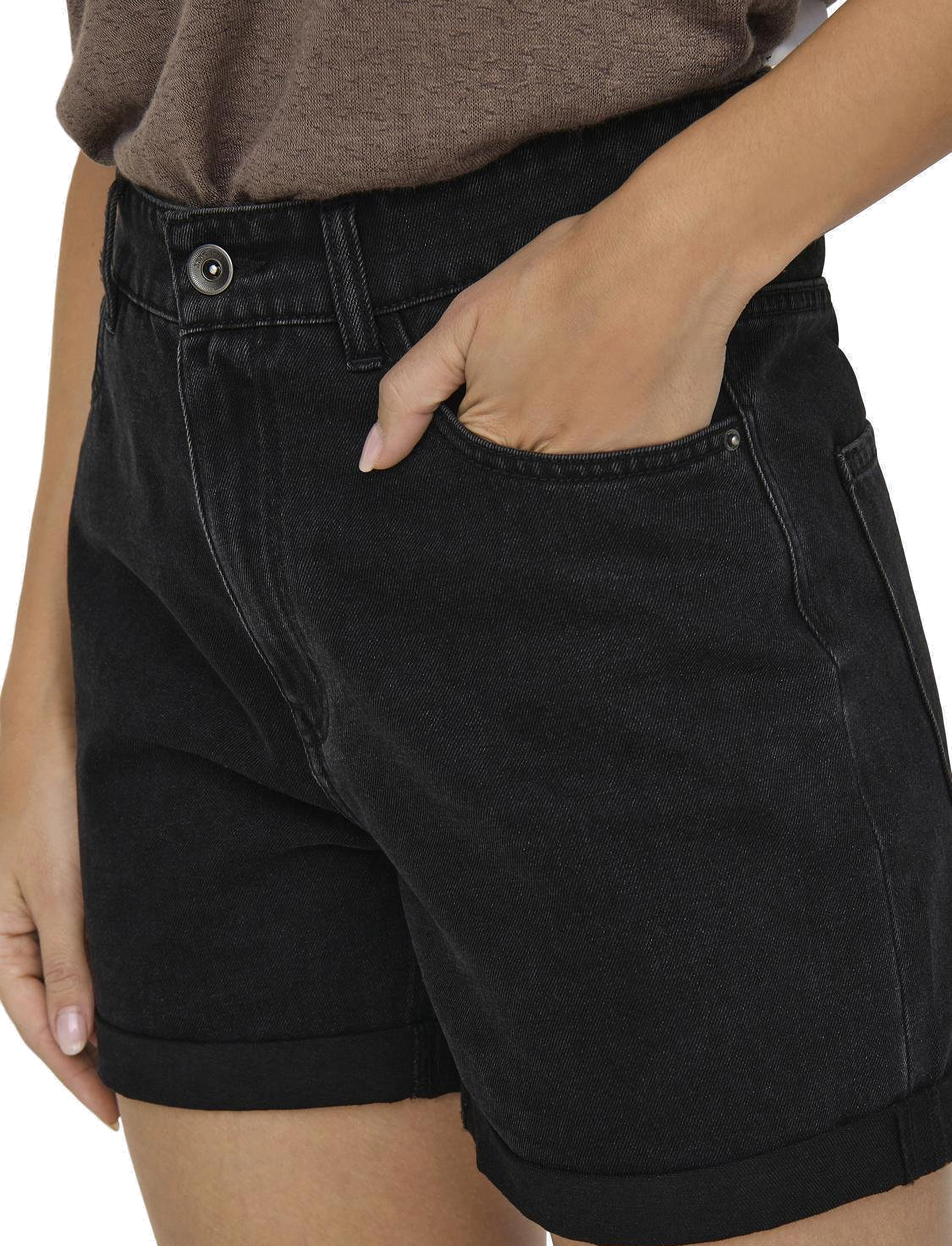 ONLY - ONLVEGA HW MOM DNM SHORTS NOOS - jorts - black denim - 4