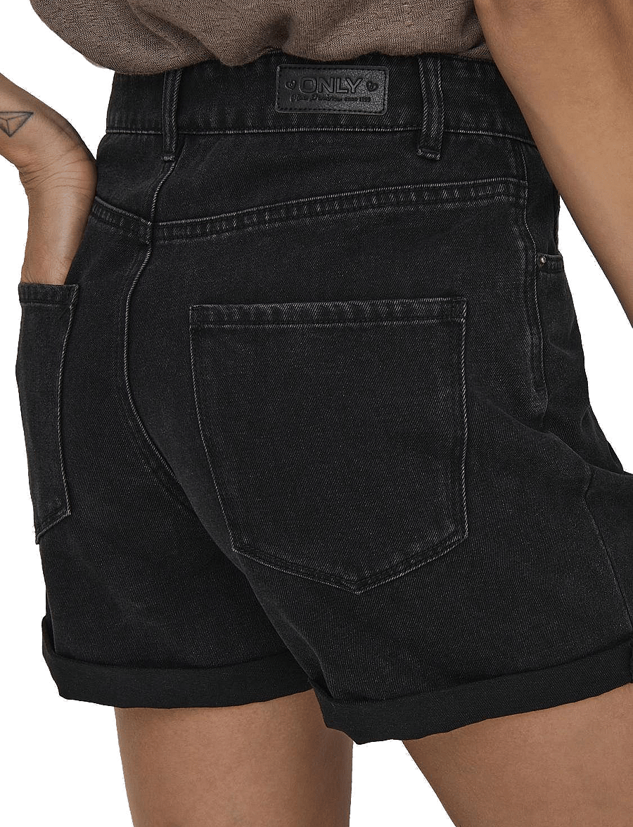 ONLY - ONLVEGA HW MOM DNM SHORTS NOOS - jeansshorts - black denim - 5