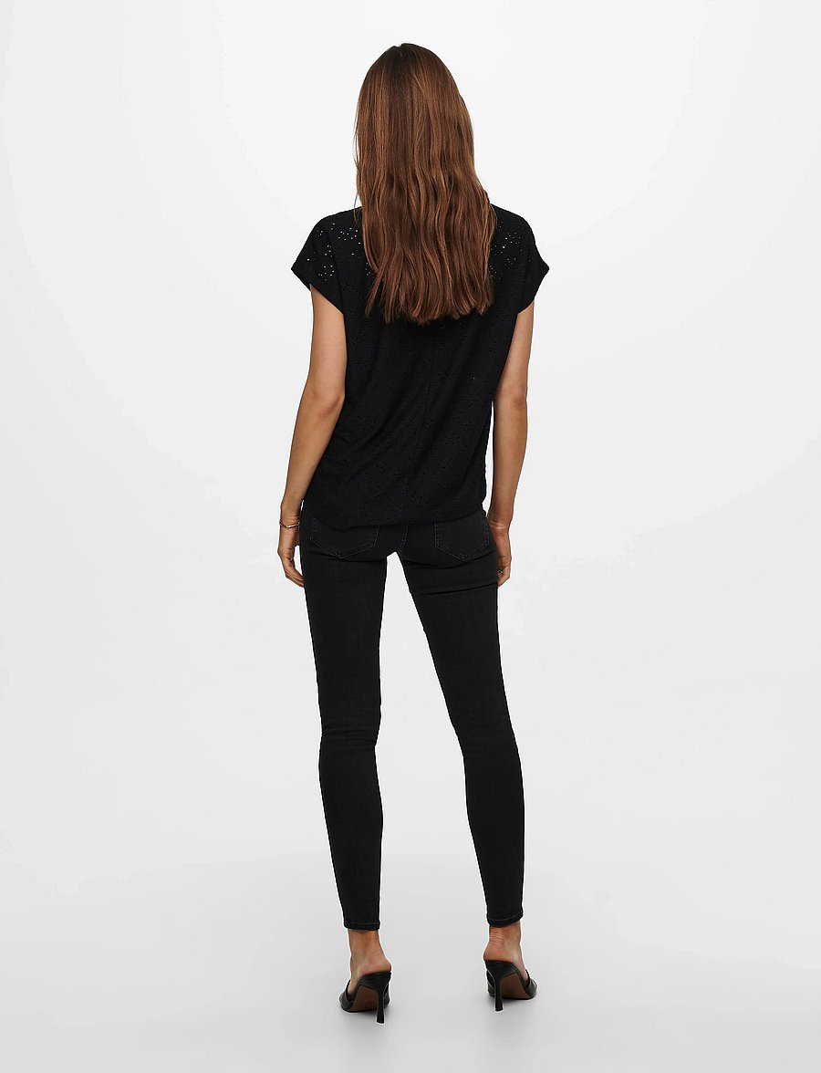 ONLY - ONLSMILLA S/S TOP JRS NOOS - kurzärmelige blusen - black - 3