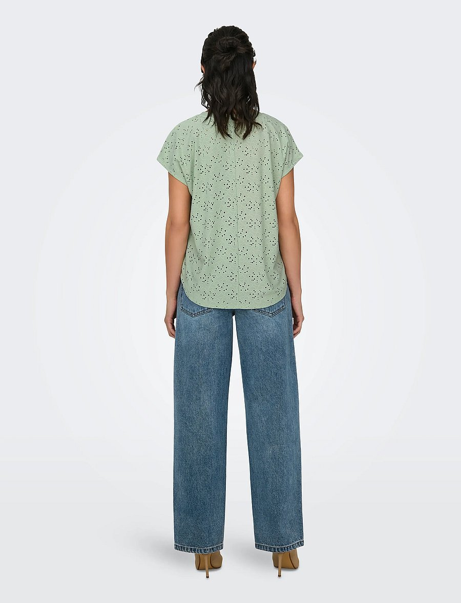 ONLY - ONLSMILLA S/S TOP JRS NOOS - blouses met korte mouwen - frosty green - 3