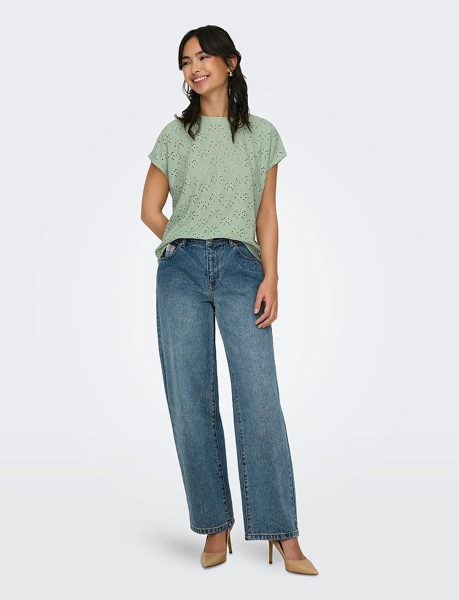 ONLY - ONLSMILLA S/S TOP JRS NOOS - blouses met korte mouwen - frosty green - 4