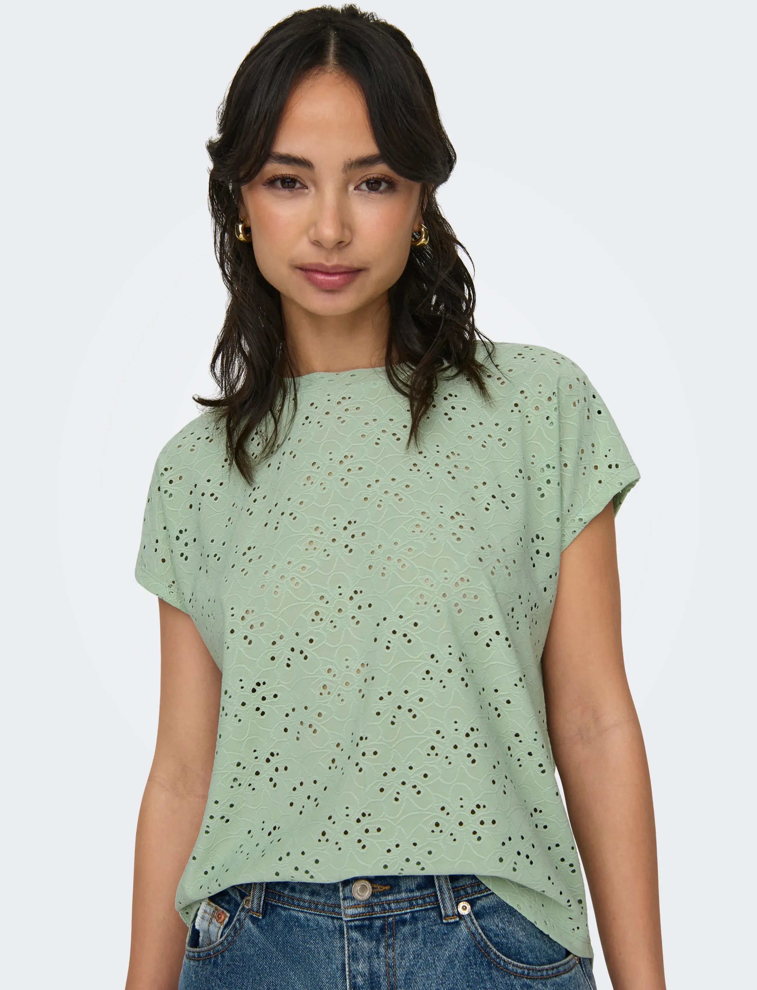 ONLY - ONLSMILLA S/S TOP JRS NOOS - kortärmade blusar - frosty green - 5