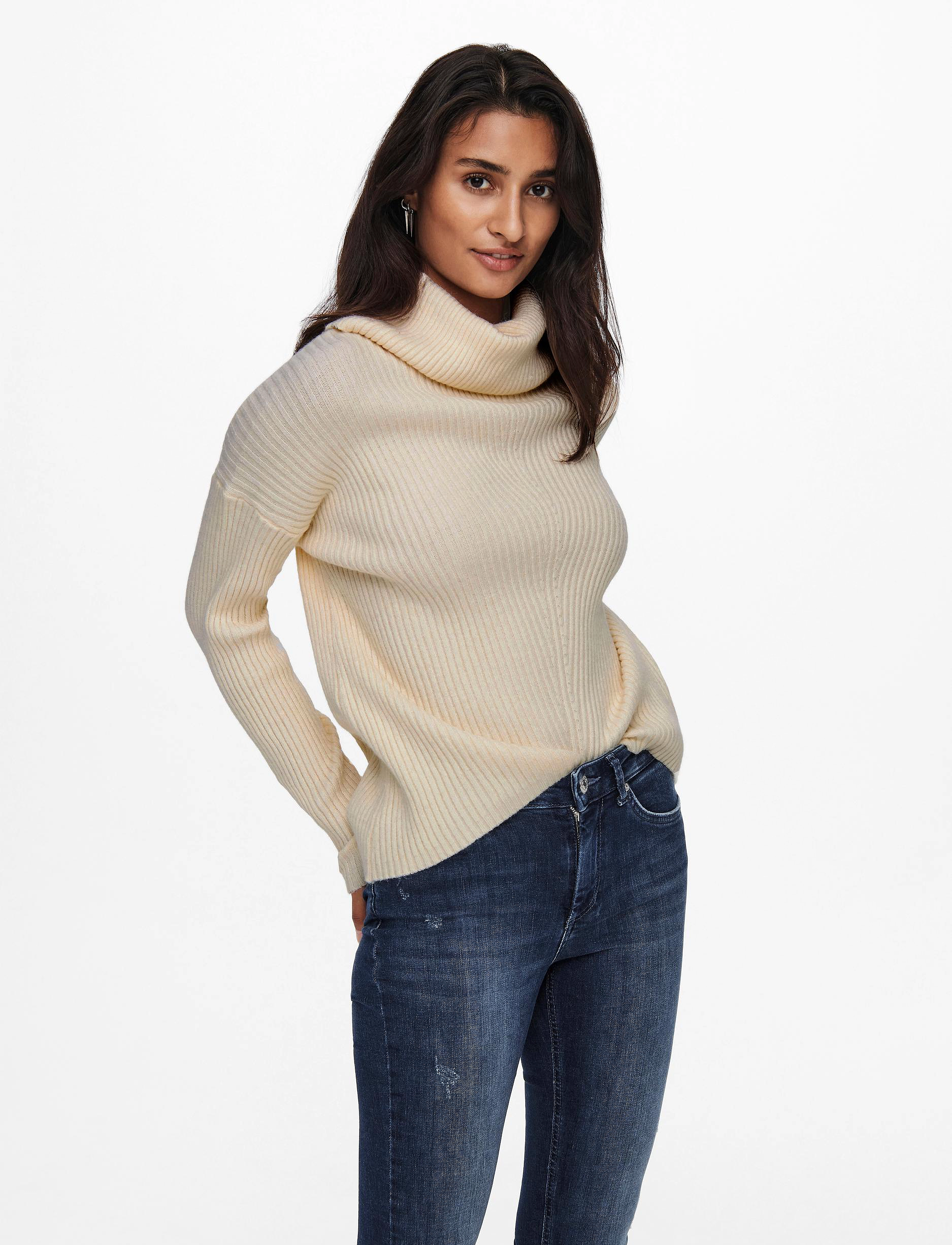 ONLY - ONLKATIA LS COWLNECK PULLOVER KNT - whitecap gray - 2