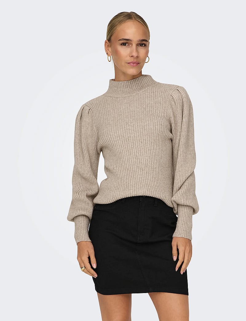 ONLY - ONLKATIA L/S HIGHNECK PULLOVER KNT NOOS - striktrøjer - mocha meringue - 0